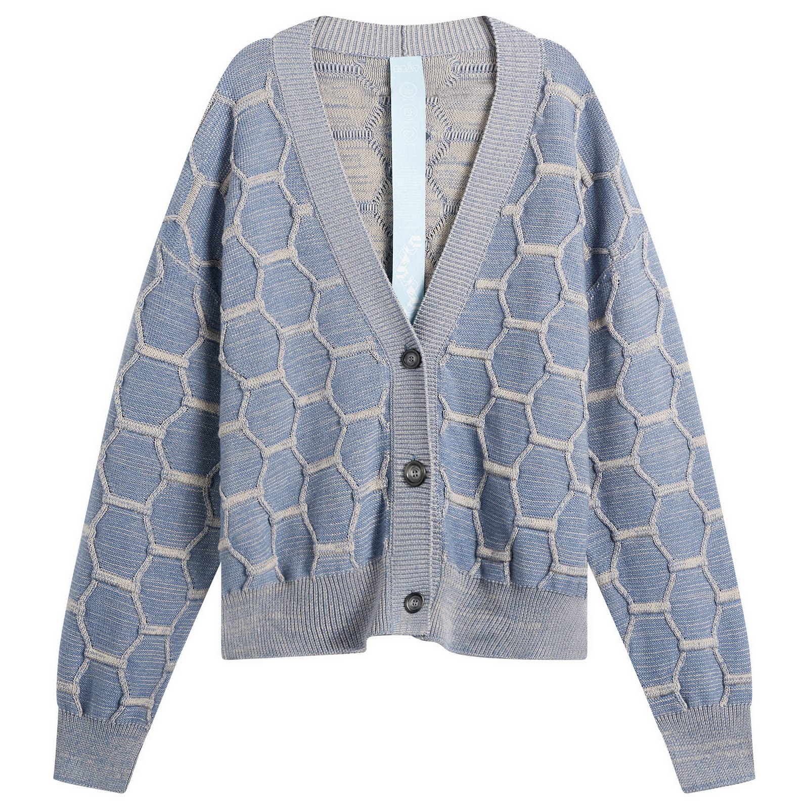 EBIT Men’s Honeycomb Knit Cardigan Blue