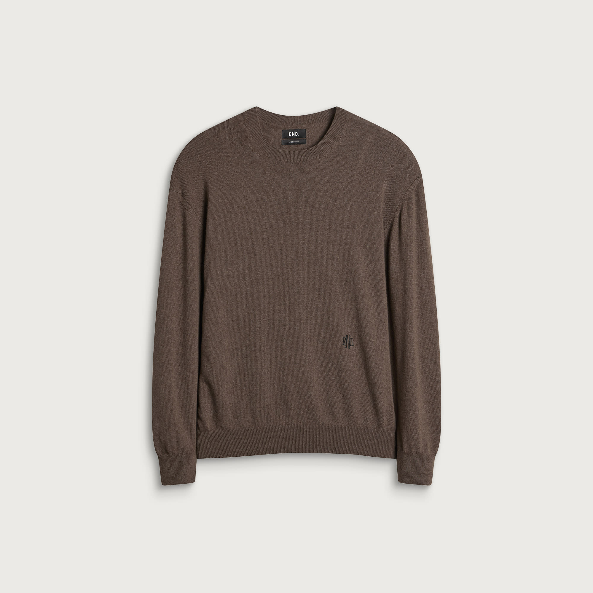 END. — END. Men's Monogram Jumper in Bitter Chocolate, Size Large