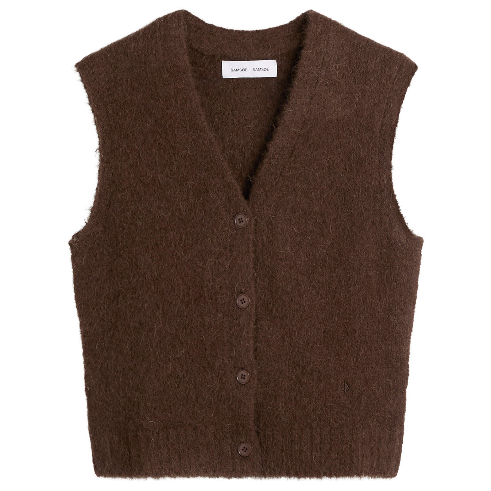 Samsøe Samsøe Women's Sajeanne Hairy Knit Vest Top in Black Coffee, Size X-Small