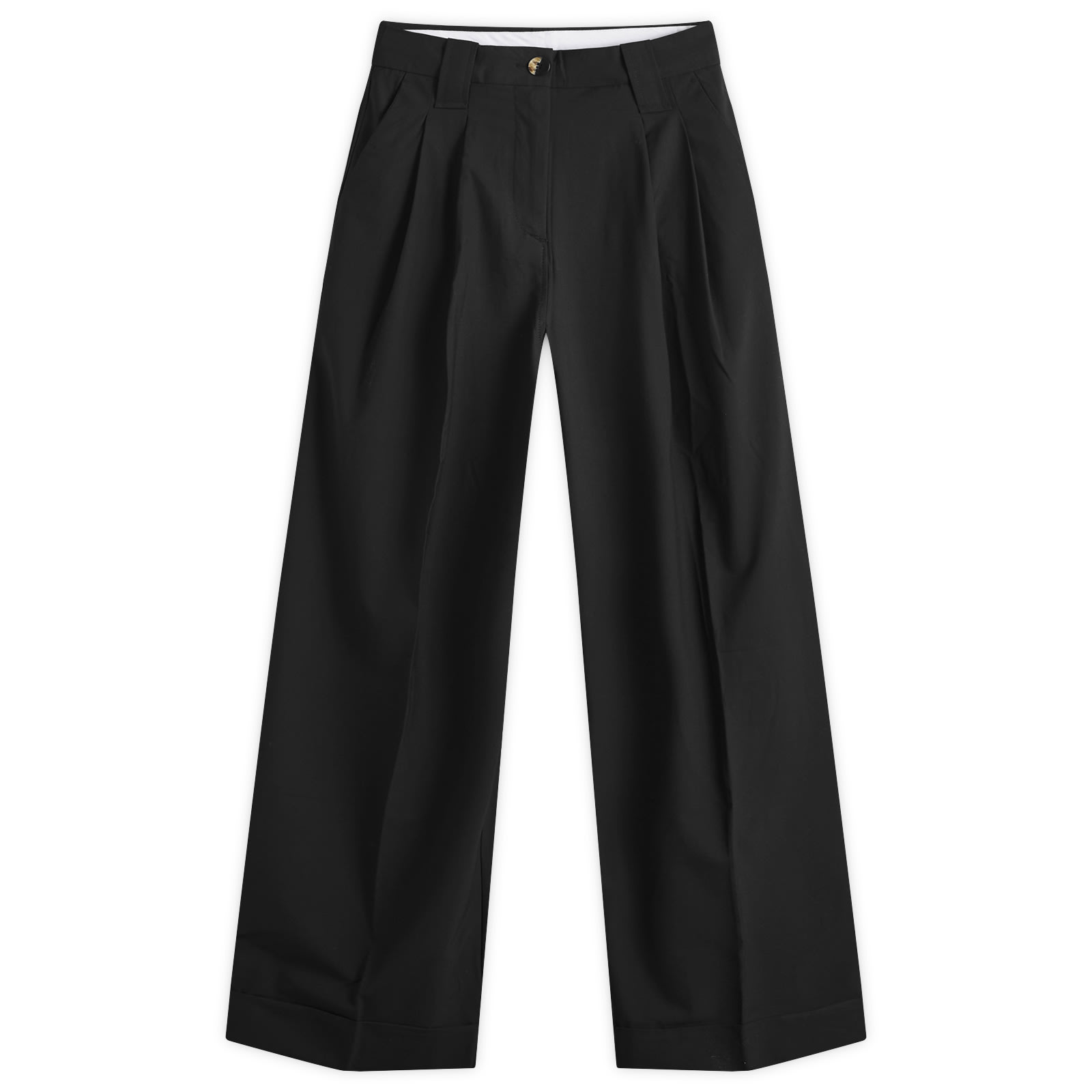 GANNI Drapey Melange Loose Mid Waist Pants Black | END. (US)