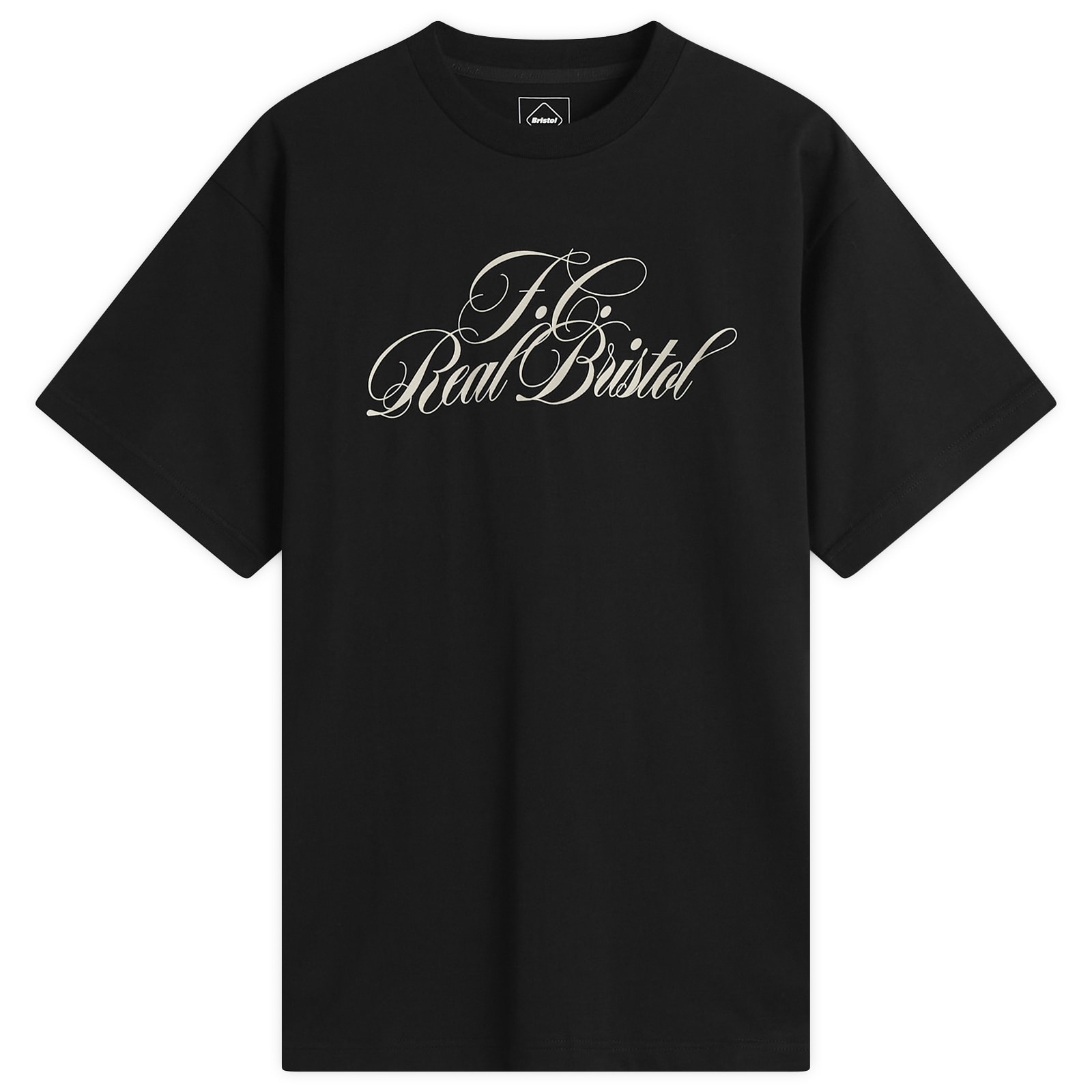 F.C. Real Bristol Men's Script T-Shirt in Black, Size Medium