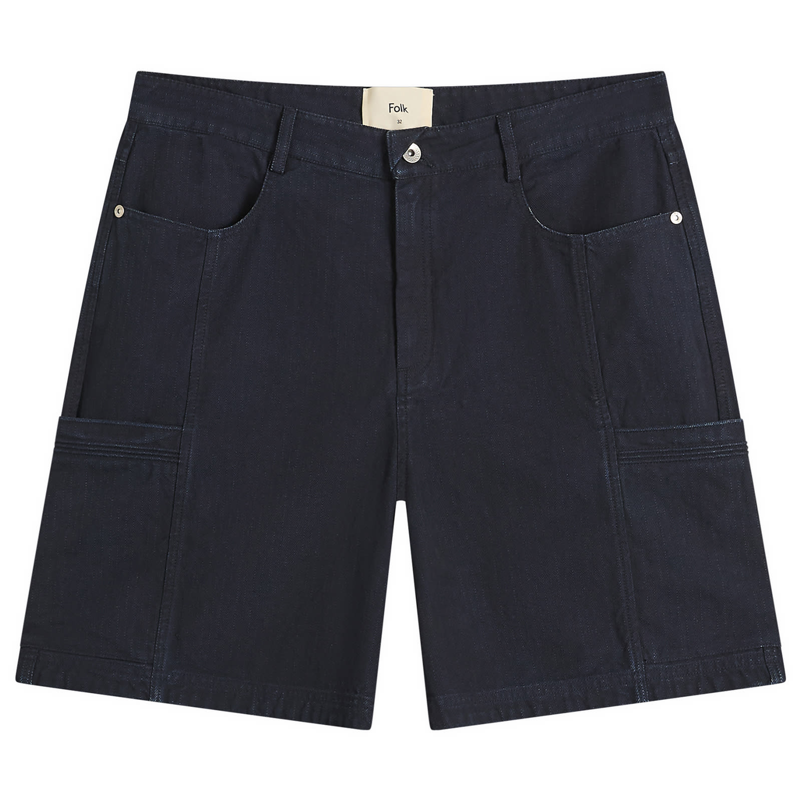 Folk Men’s Lunar Jean Short Deep Indigo Herringbone