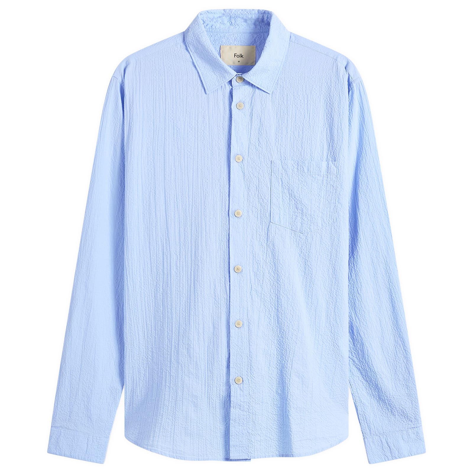 Folk Men’s Relaxed Fit Shirt Blue Bubble Seersucker