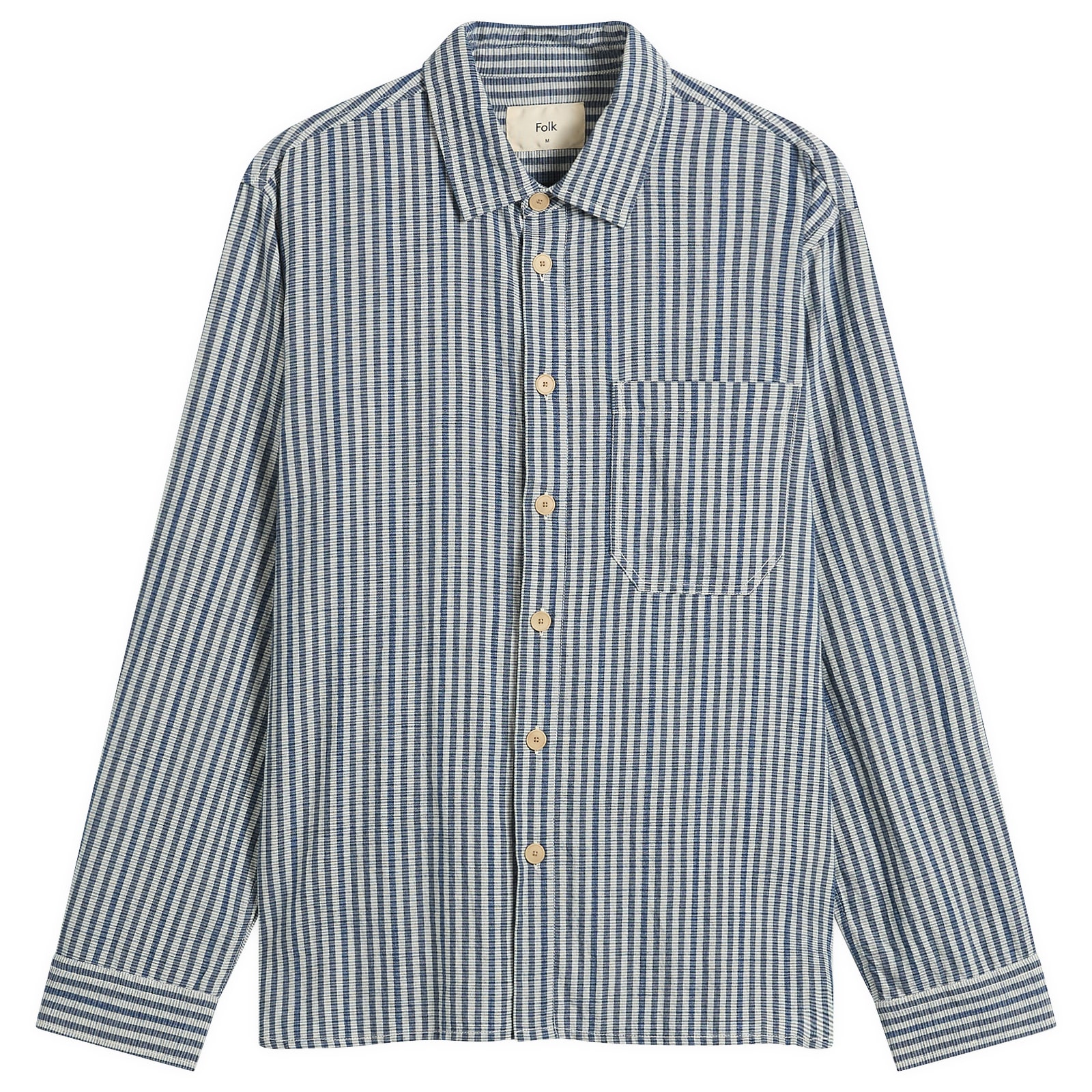 Folk Men’s Easy Fit Shirt Indigo Crinkle Mini Check