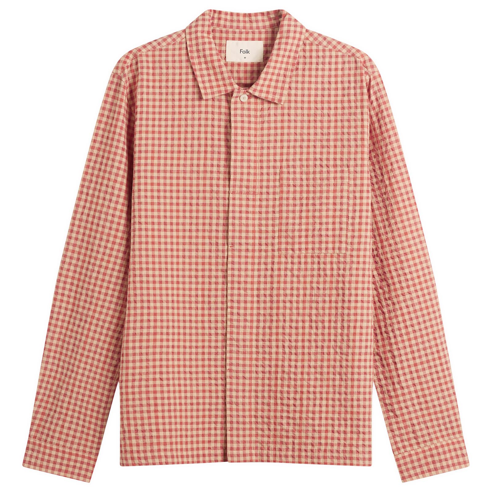 Folk Men’s Patch Shirt Red Oxide Textured Check
