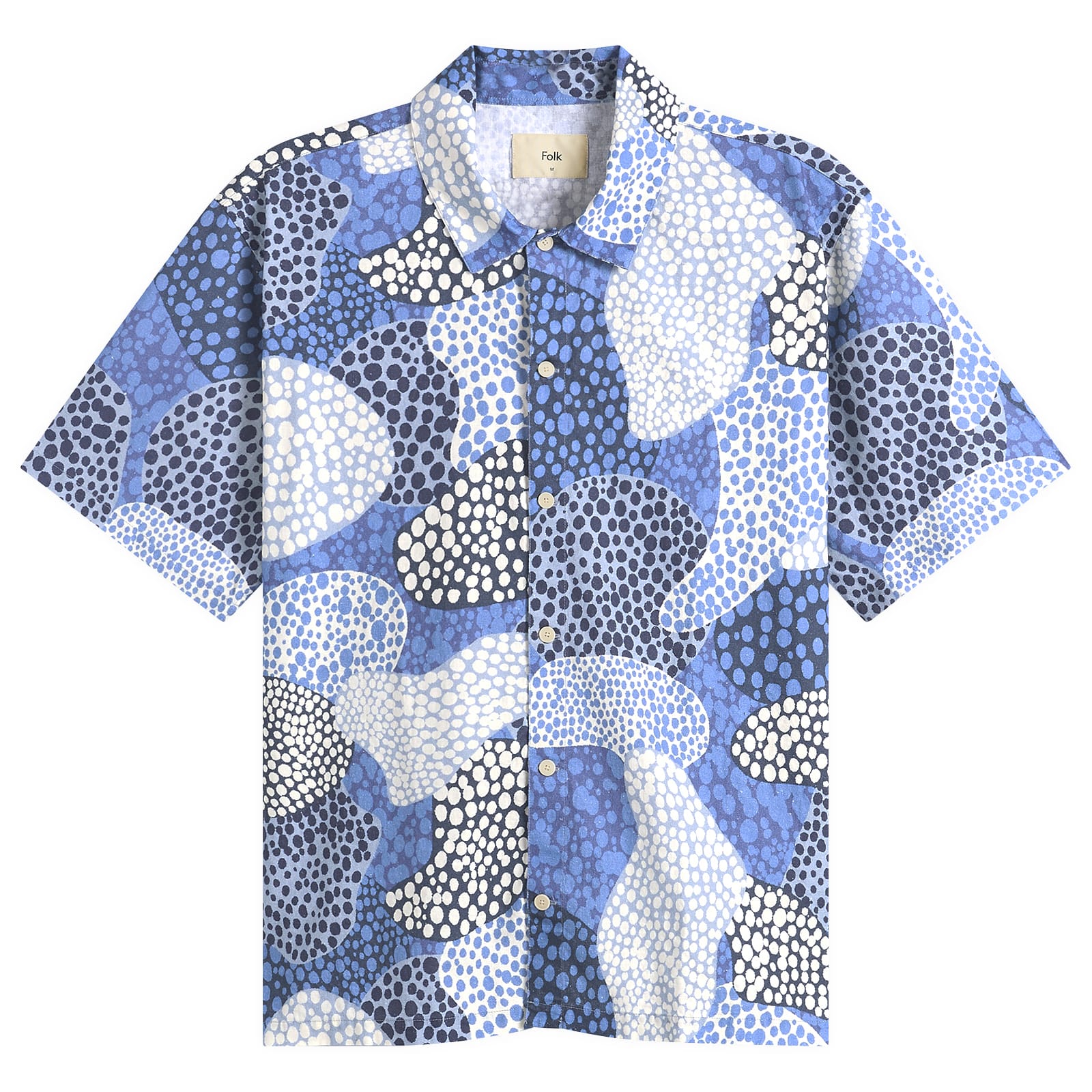 Folk Men’s Gabe Shirt Dot Print Blue Mono