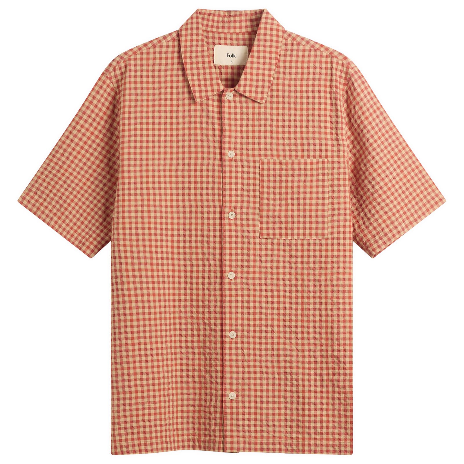Folk Men’s Gabe Shirt Red Oxide Textured Check