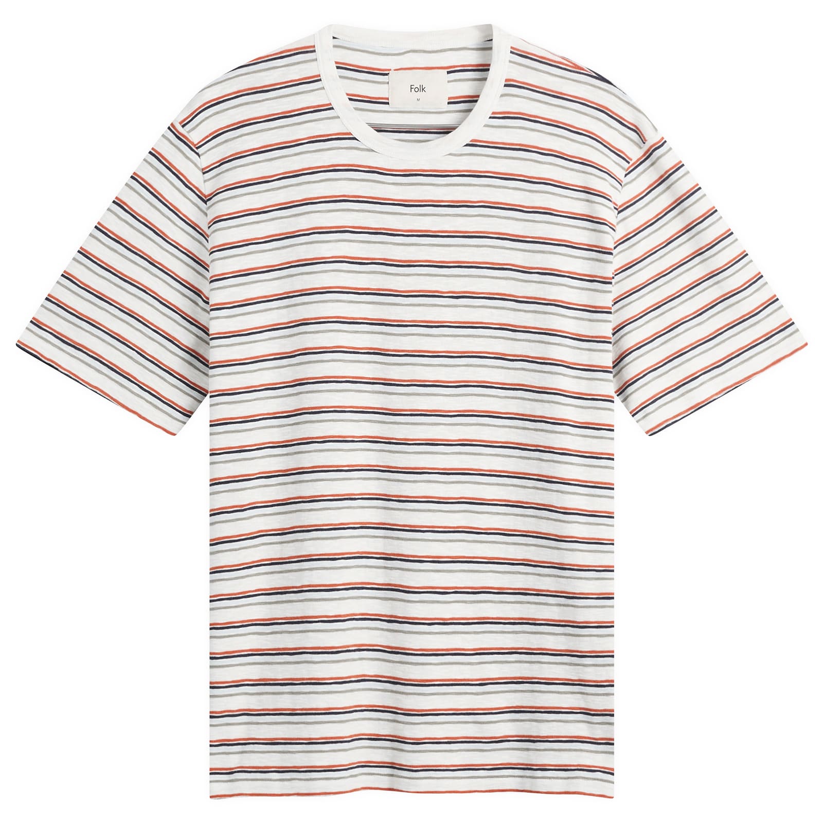 Folk Men’s Multistripe T-Shirt Ecru/Red Oxide Mix
