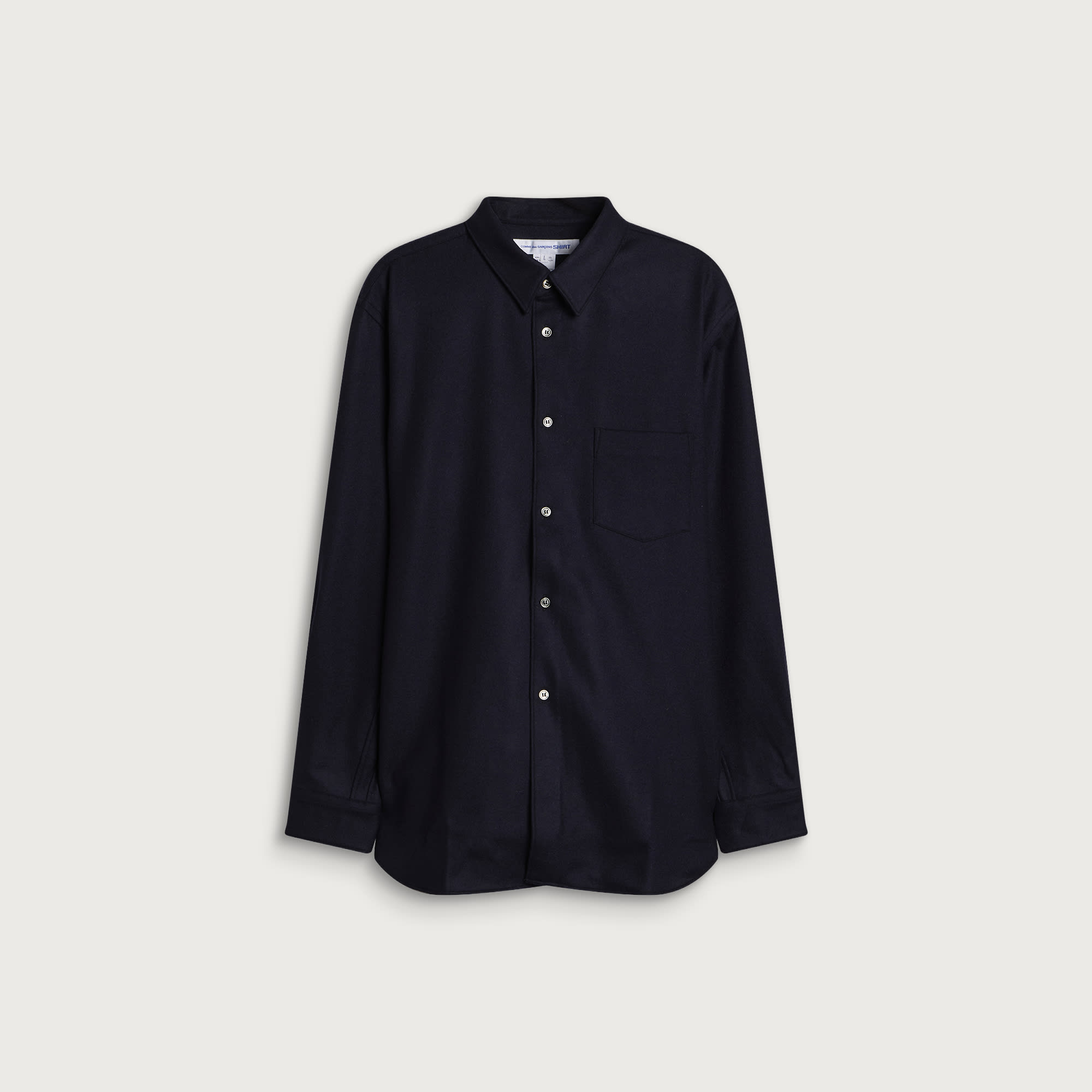 Comme des Garçons SHIRT Men's Wool Nylon Flannel Shirt in Navy, Size Small
