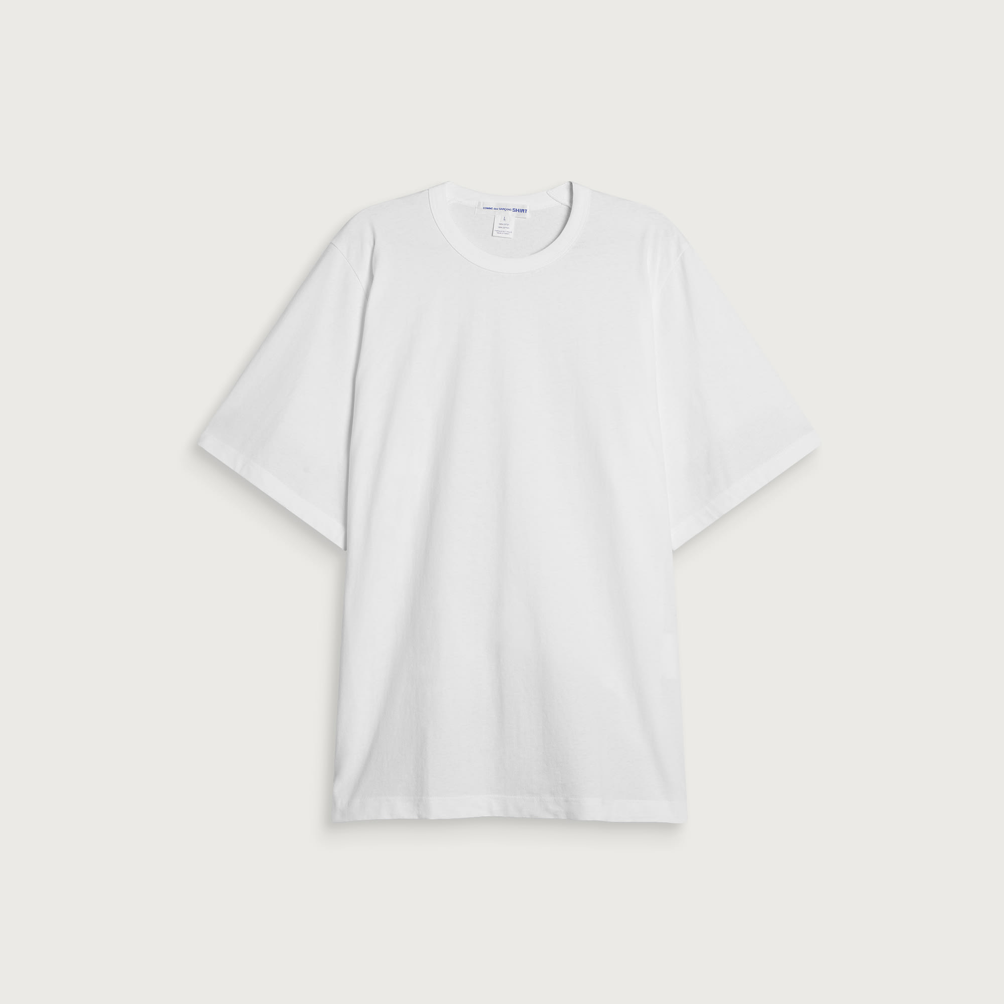 Comme des Garçons SHIRT Men's Drop Hem T-Shirt in White, Size X-Large