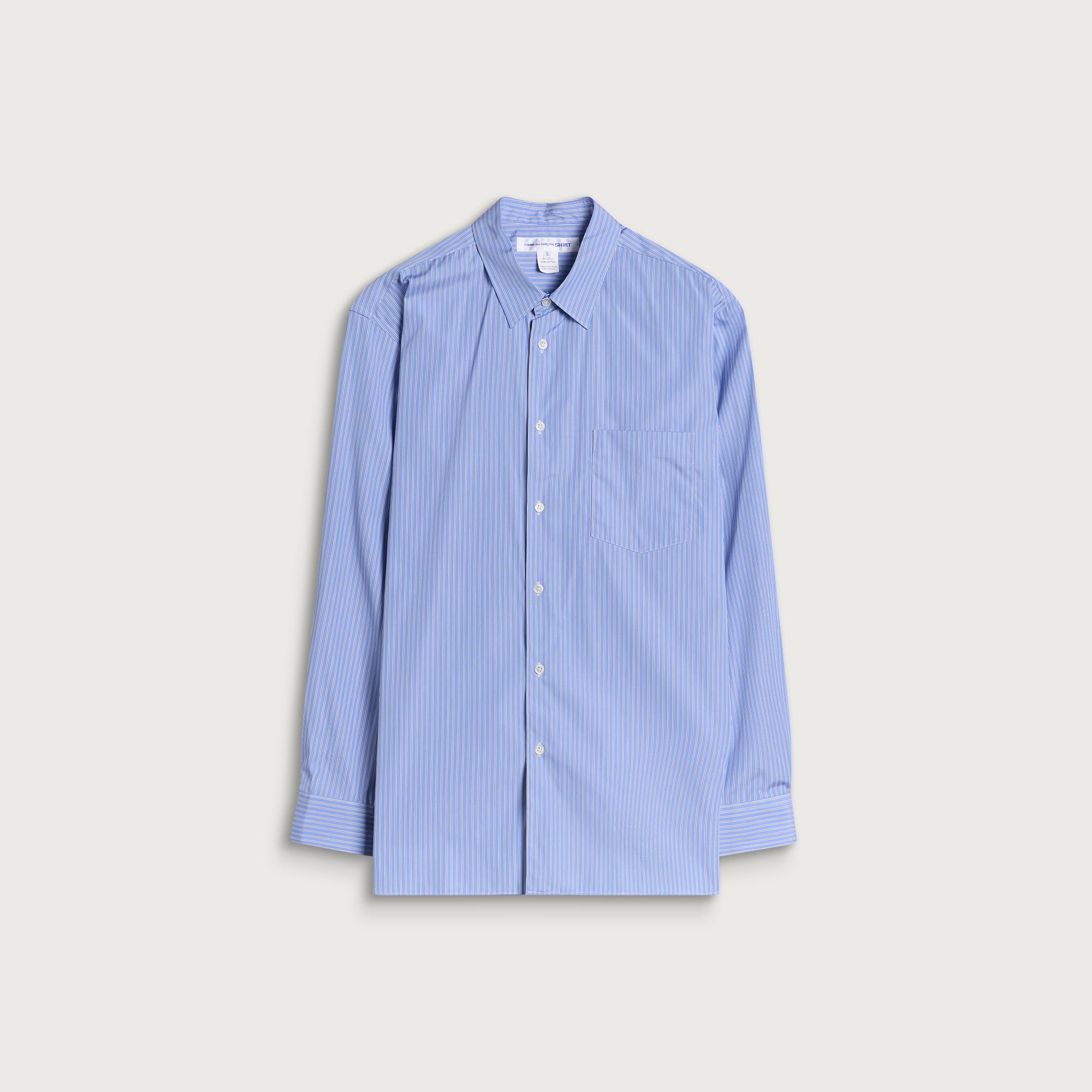 Comme des Garçons SHIRT Men's Cotton Poplin Stripe Shirt in Stripe 1, Size Medium