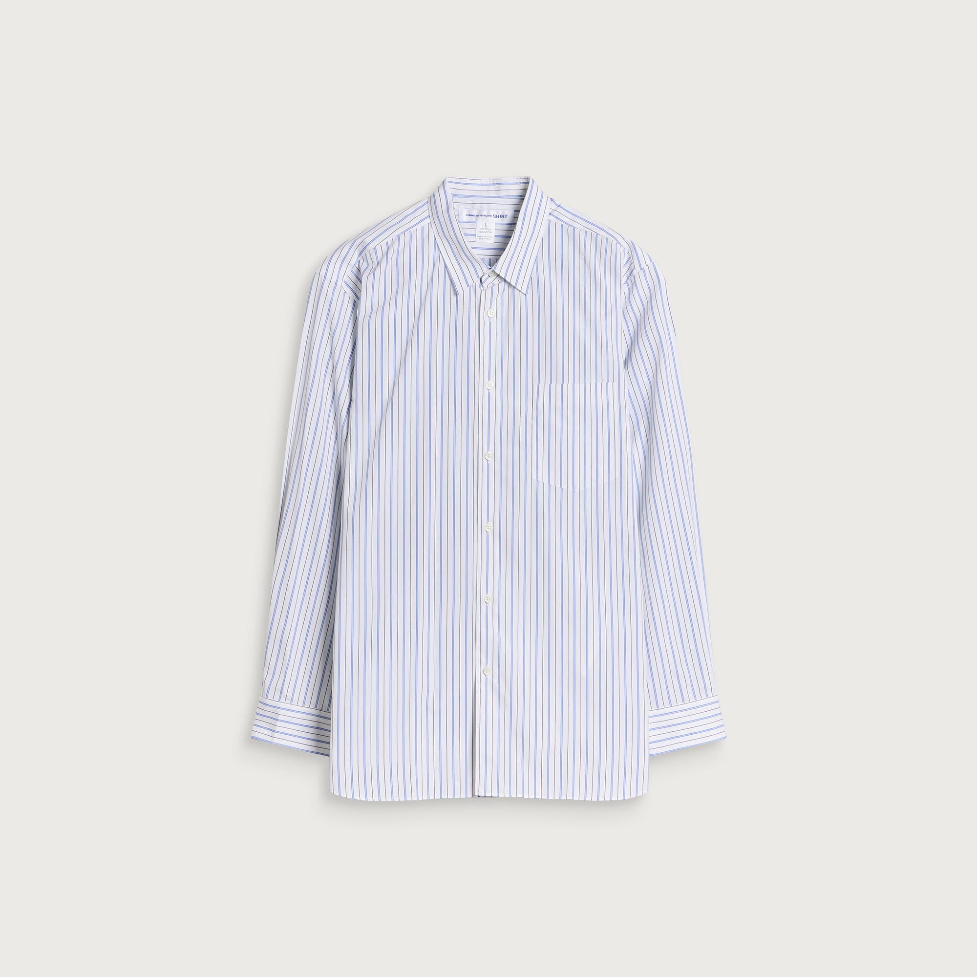 Comme des Garçons SHIRT Men's Cotton Poplin Stripe Shirt in Stripe 1, Size Small