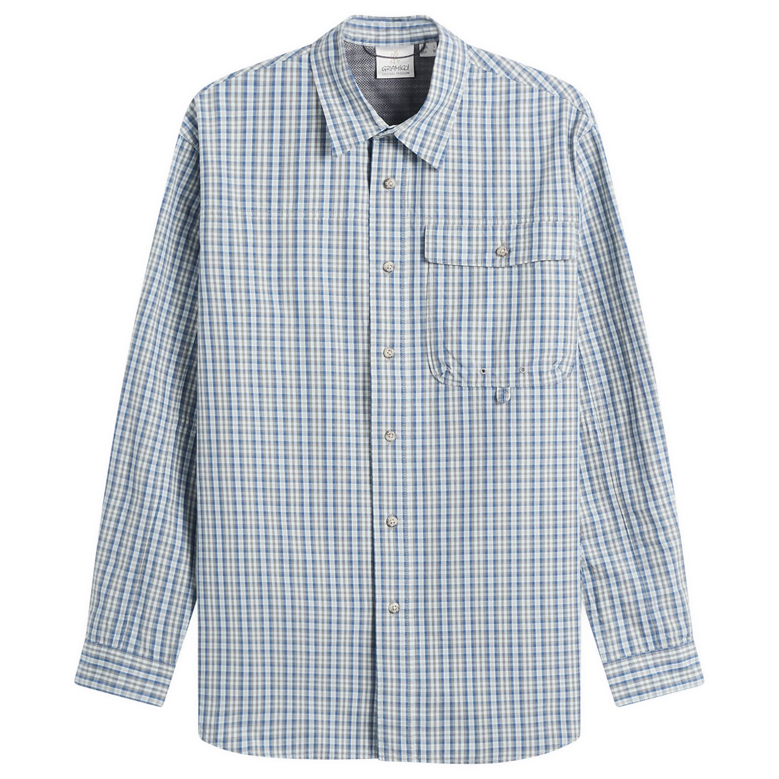 Gramicci — Gramicci Men's Poplin Millwood Shirt in Blue, Size Large