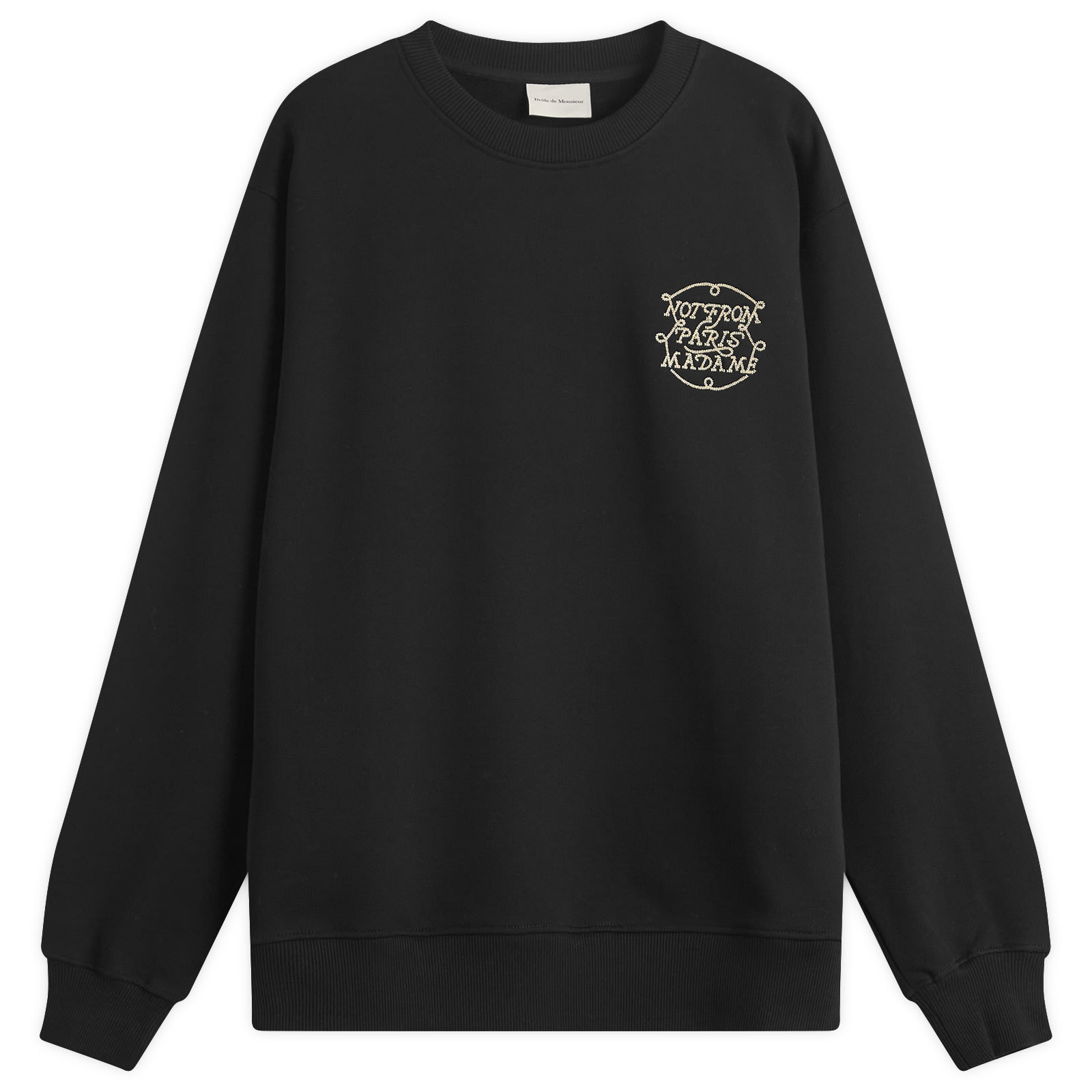 Drôle De Monsieur Men's Black Slogan Braided Sweatshirt