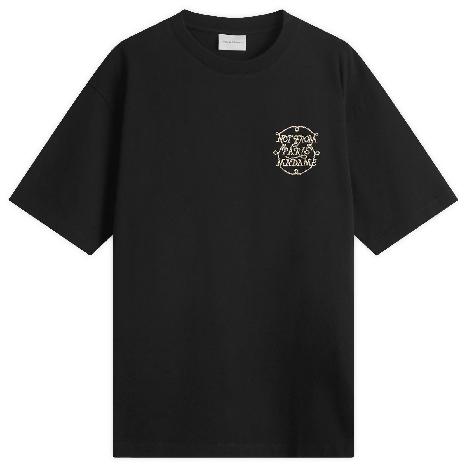 Tシャツ・カットソー DROLE DE MONSIEUR Men T Shirts H TS259 CO134 BLACK Drôle de Monsieur Braided Slogan T-Shirt Black | END. (US)