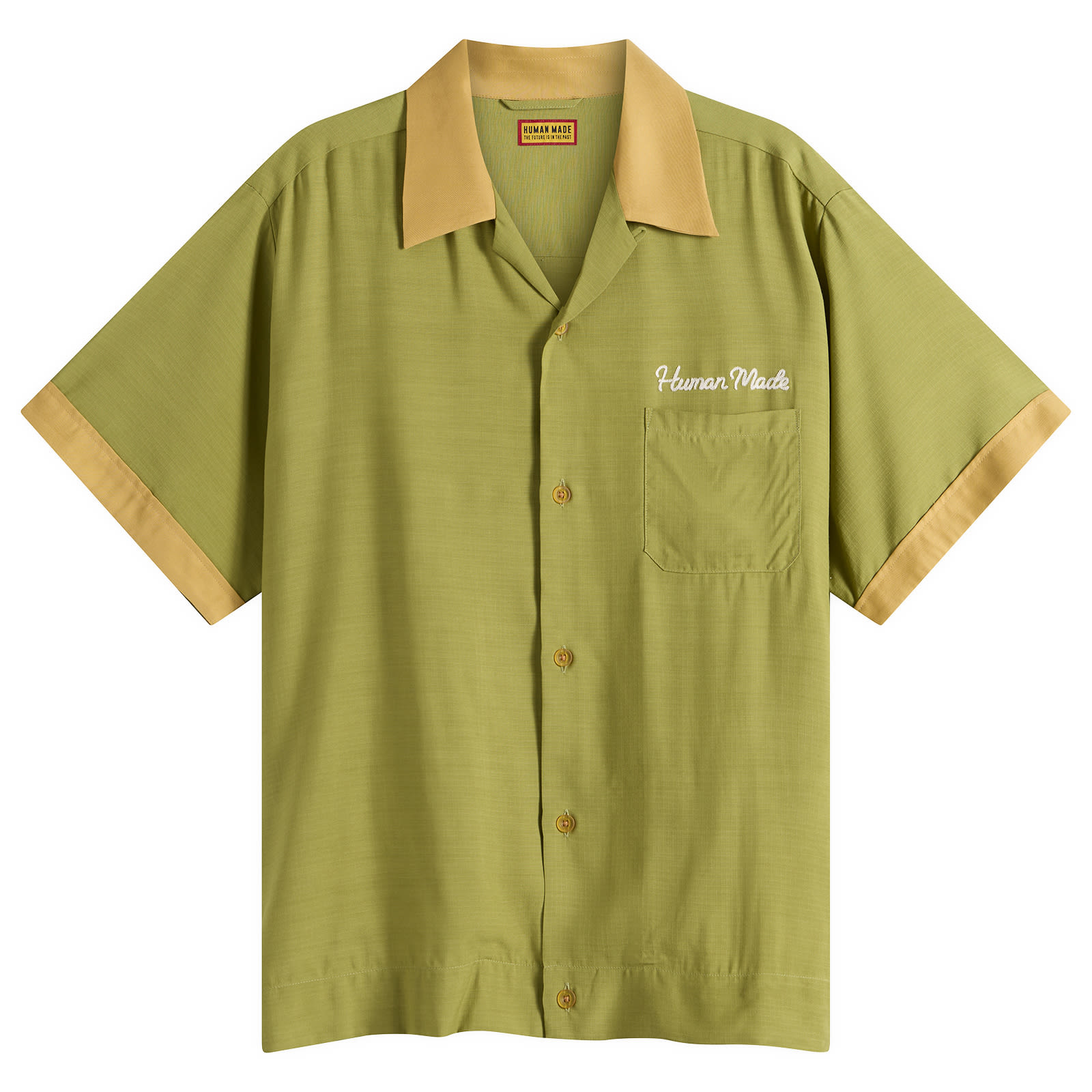 Human Made Men's Duck Short Sleeve Shirt Olive Drab - Curated Menswear