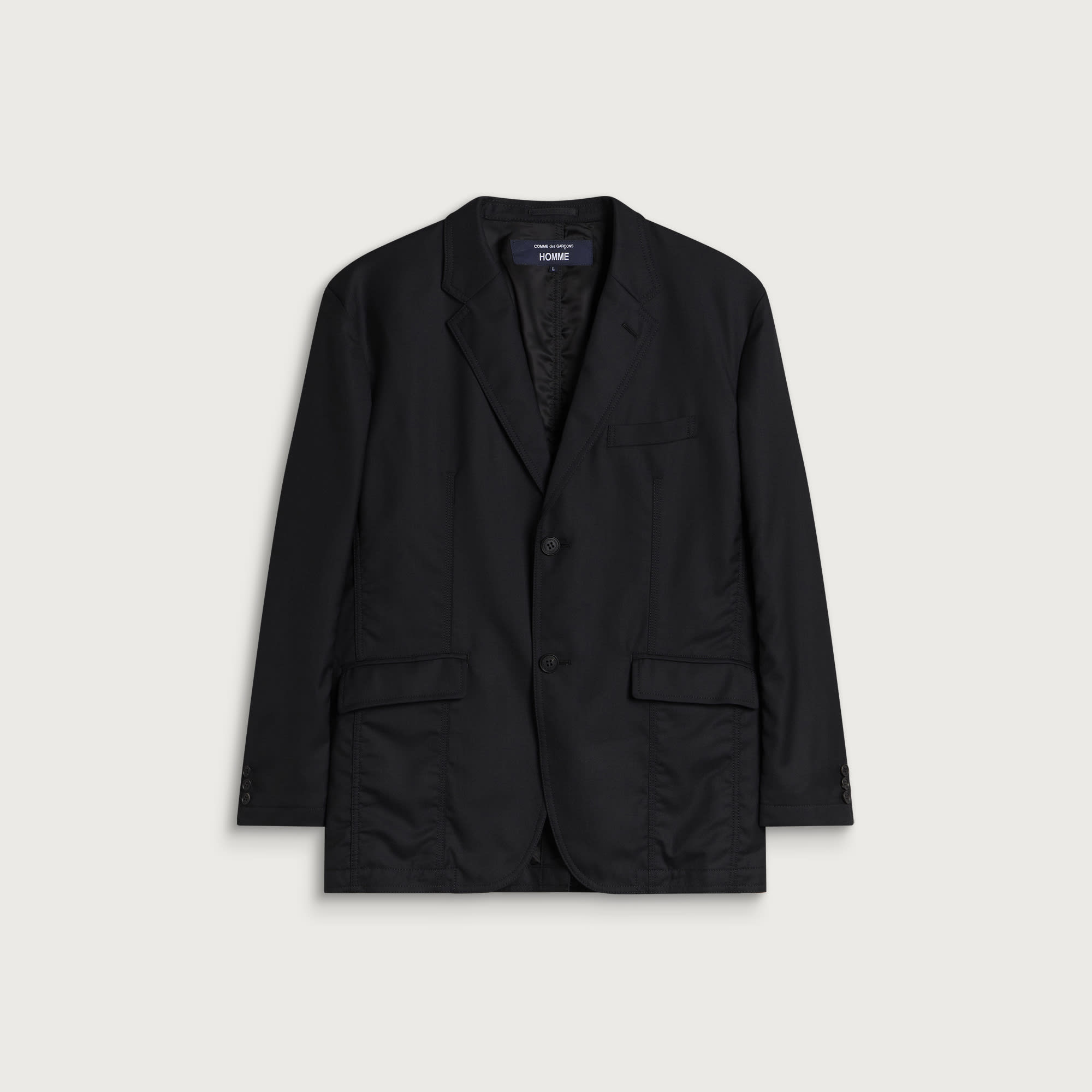 Comme des Garçons Homme Men's Wool Gabardine Blazer in Black, Size Small