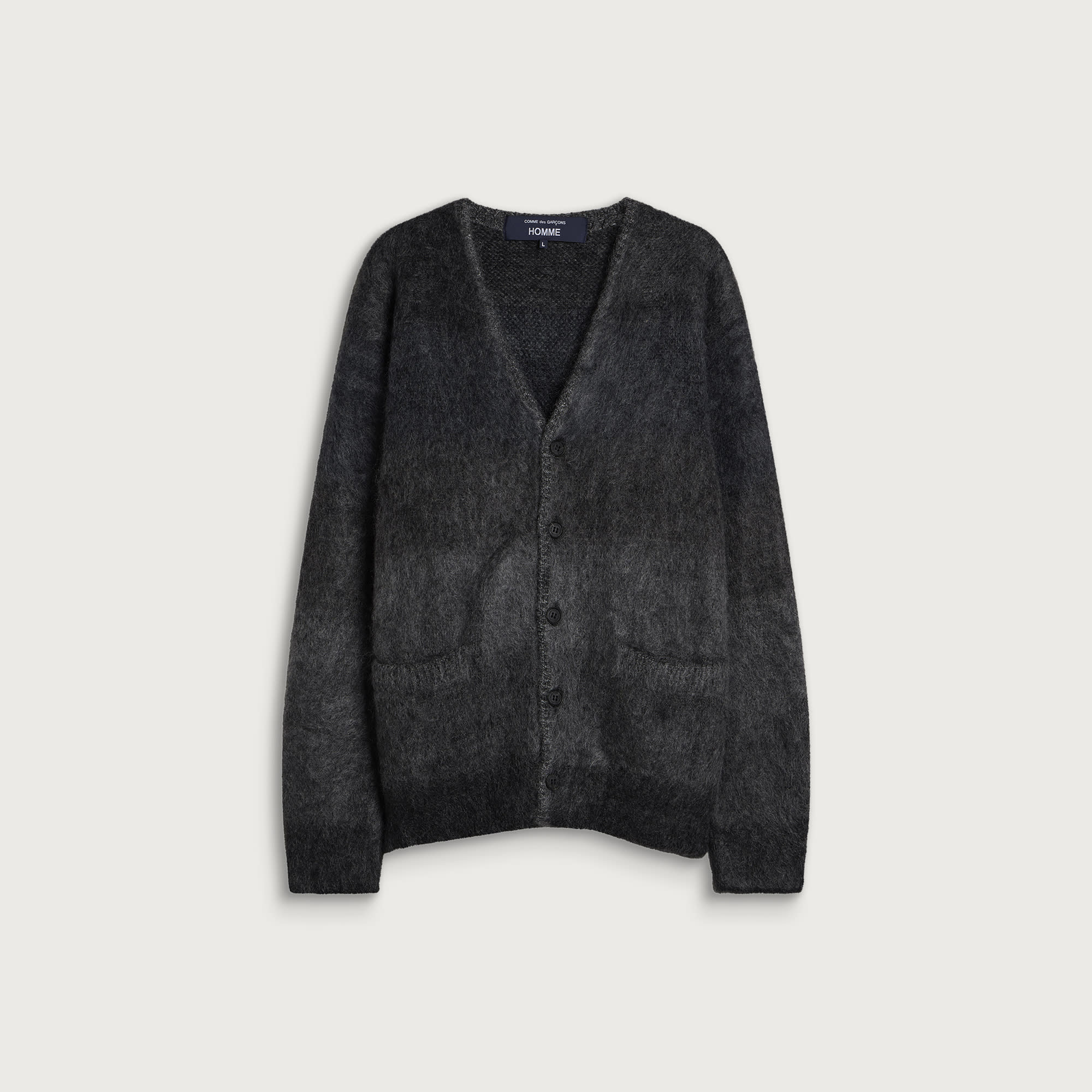 Comme des Garçons Homme Men's Mohair Stripe Cardigan in Grey, Size Small