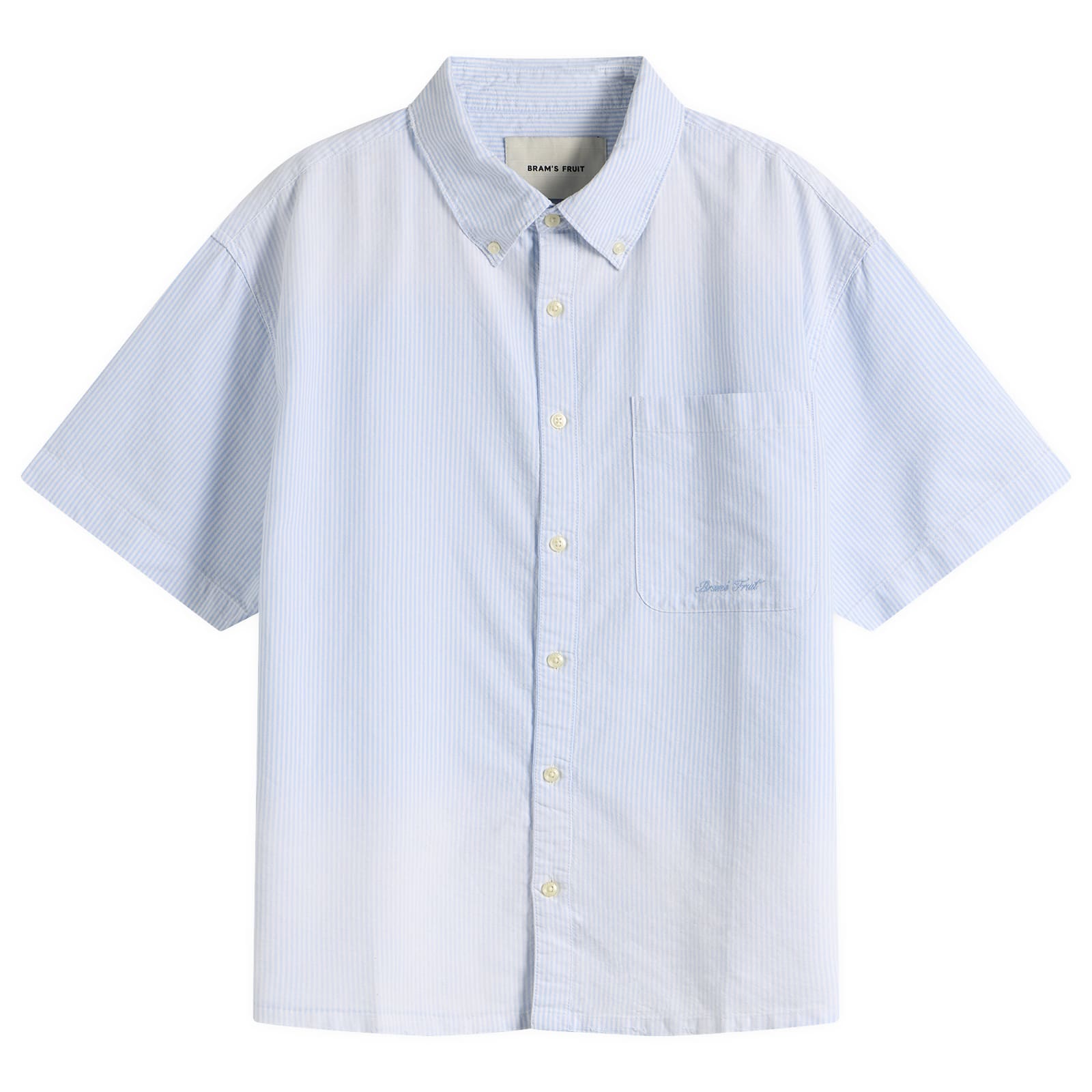 Bram’s Fruit Men’s Distressed Oxford Shortsleeve Shirt Light Blue