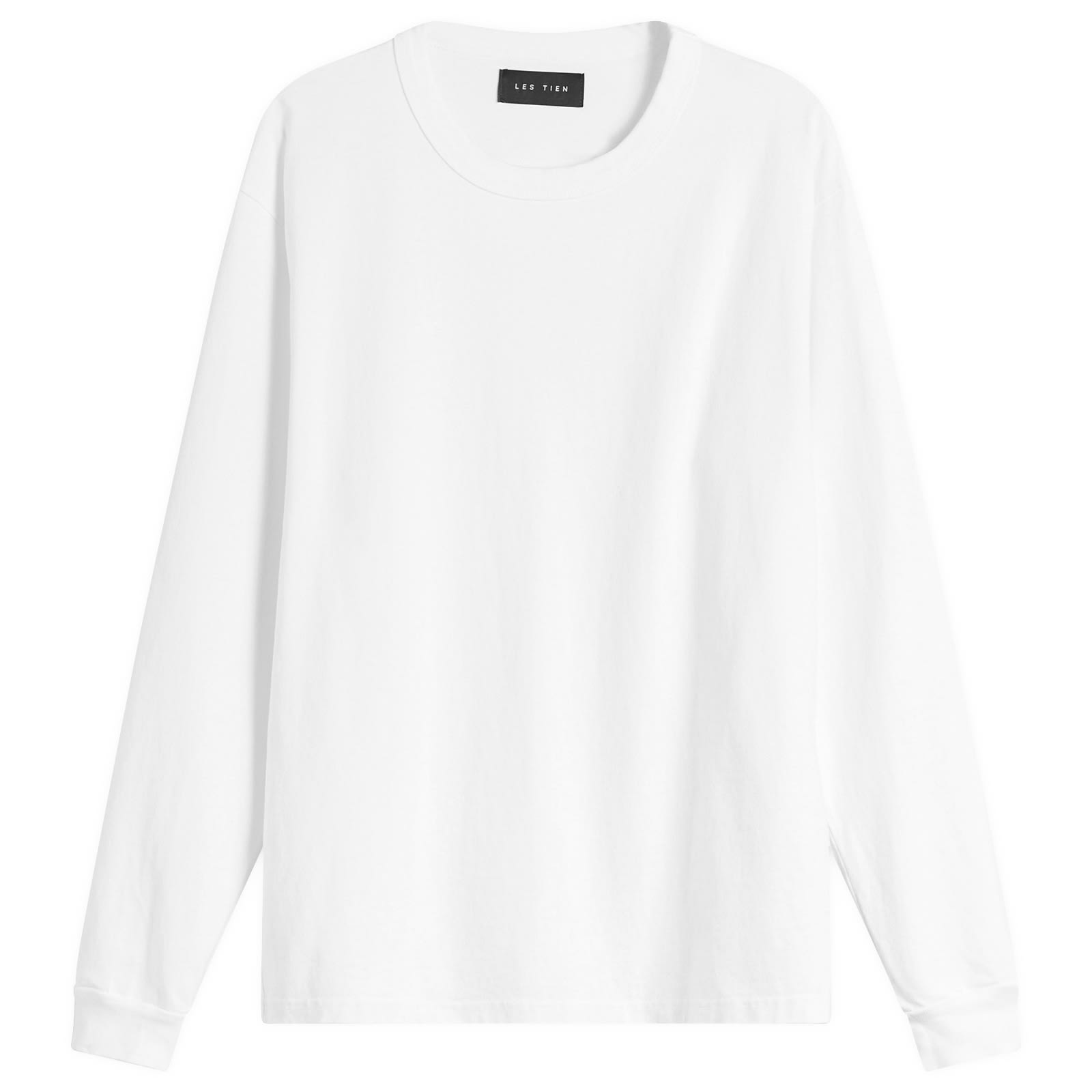 Les Tien Men’s Heavyweight Binded Classic Long Sleeve T-Shirt White