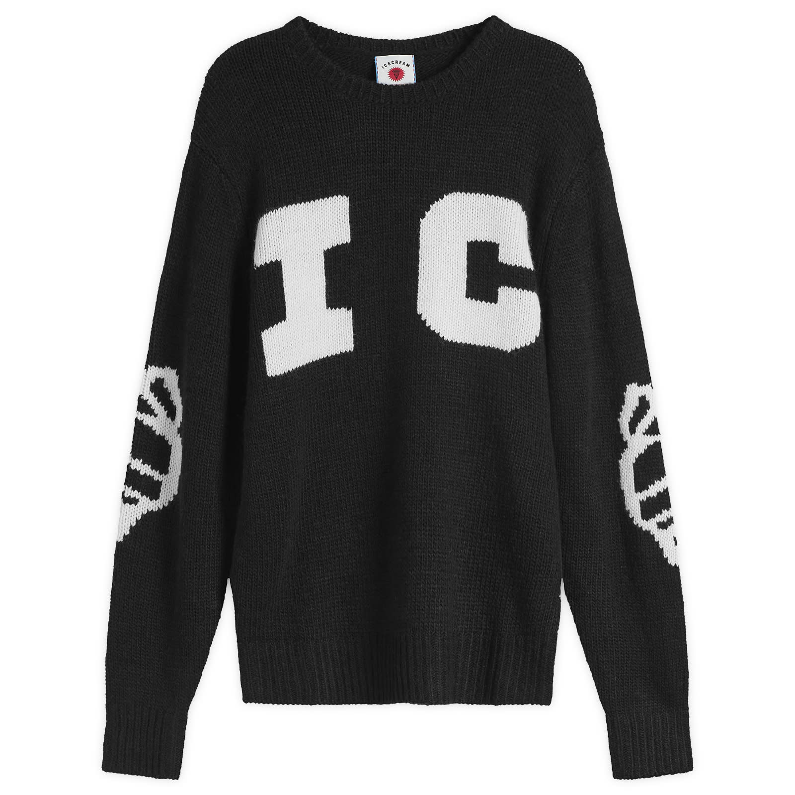 Ice Cream — ICECREAM Men's Running Dog Knitted sweater in Black, Size Small