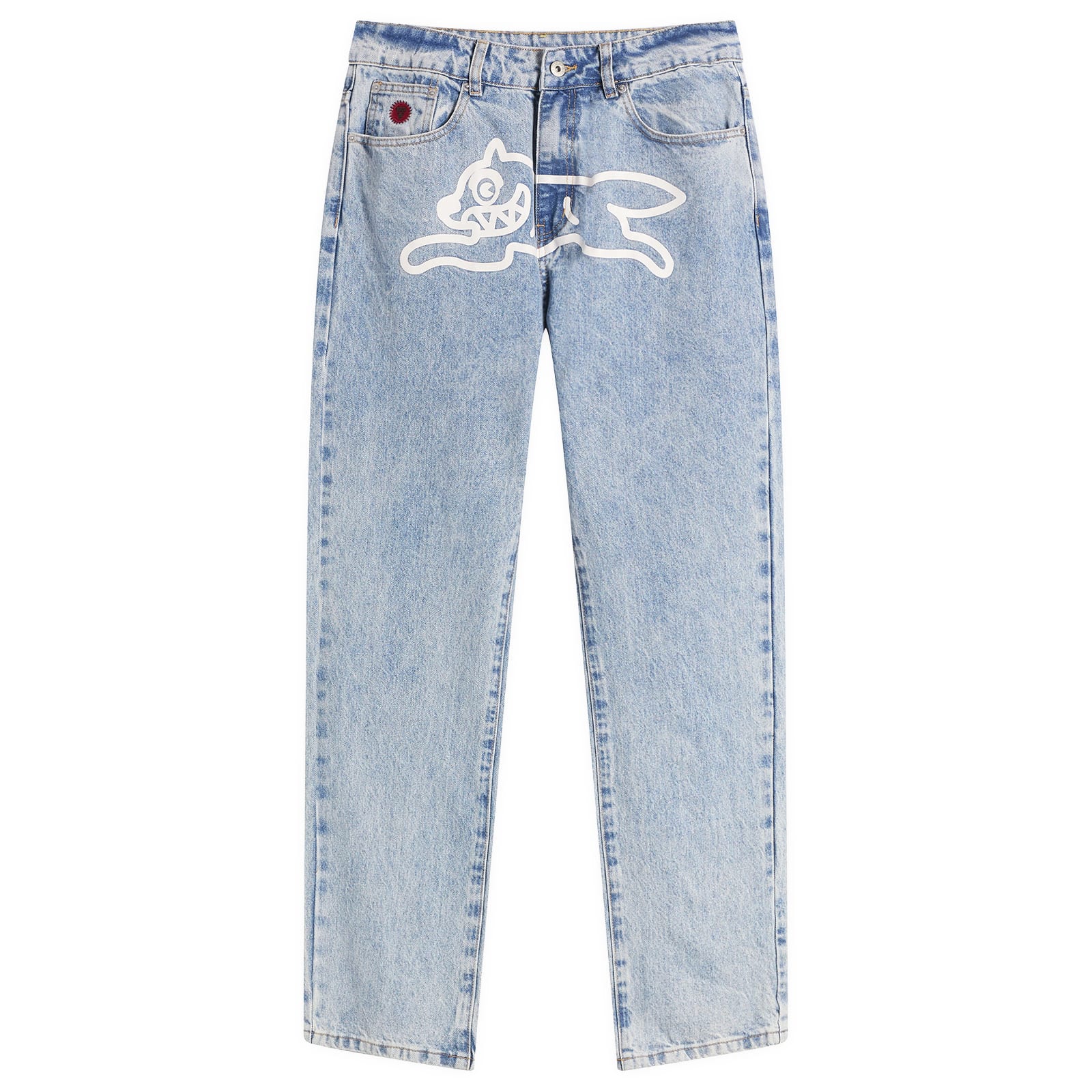 Icecream Men's Heavy Wash Blue Running Dog Straight Leg Denim Jeans