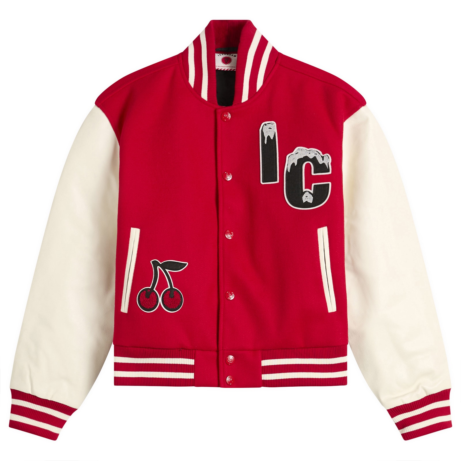 ICECREAM Women's Cherry Varsity Jacket in Red, Size X-Small