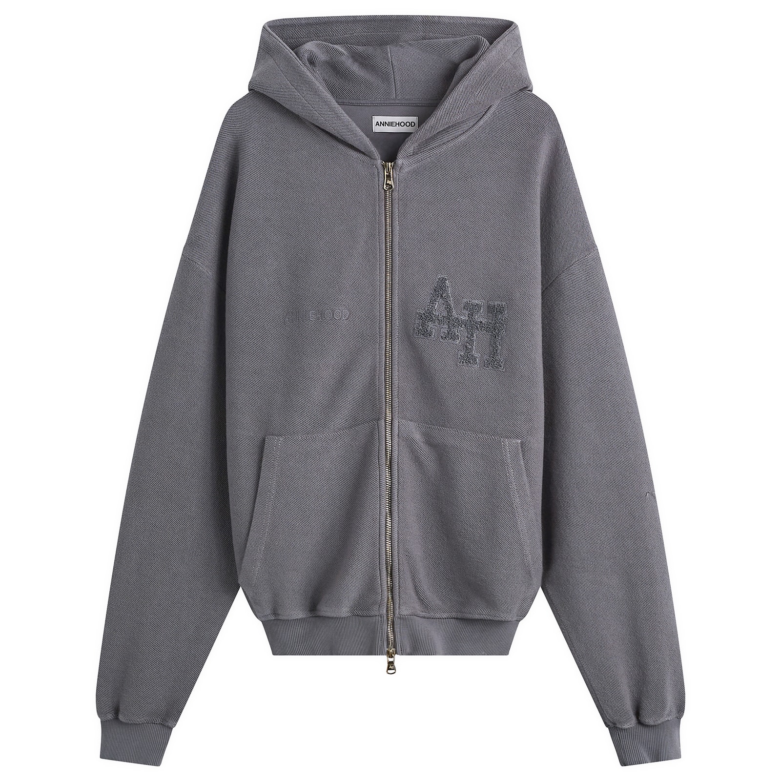 ANNIE HOOD Men’s Inside Out College Zip Hoodie Washed Black