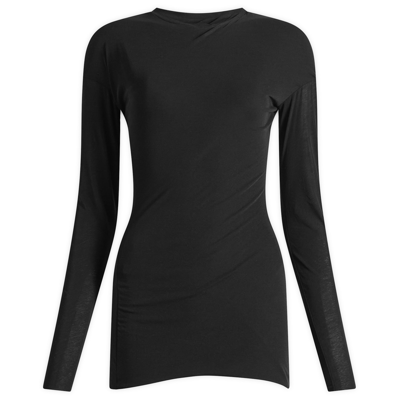 Jil Sander Women's Double Layer Twisted Long Sleeve Top in Black, Size 42