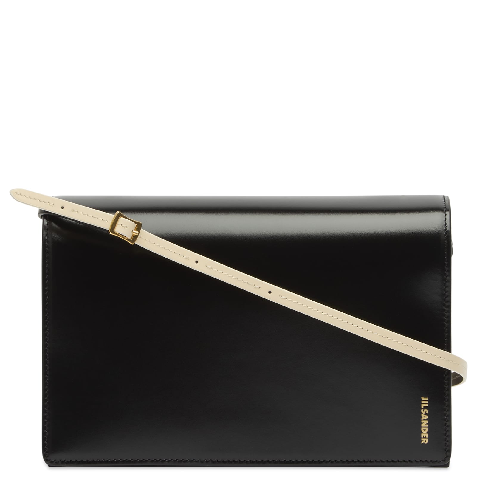 Jil Sander Women's File SM Leather Shoulder Bag in Black