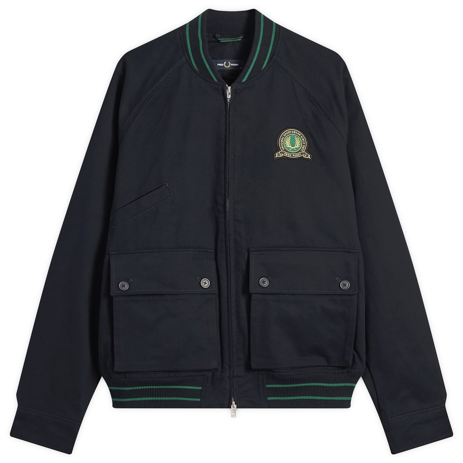 Fred Perry Men's Tennis Badge Bomber Jacket Navy | J1313-608