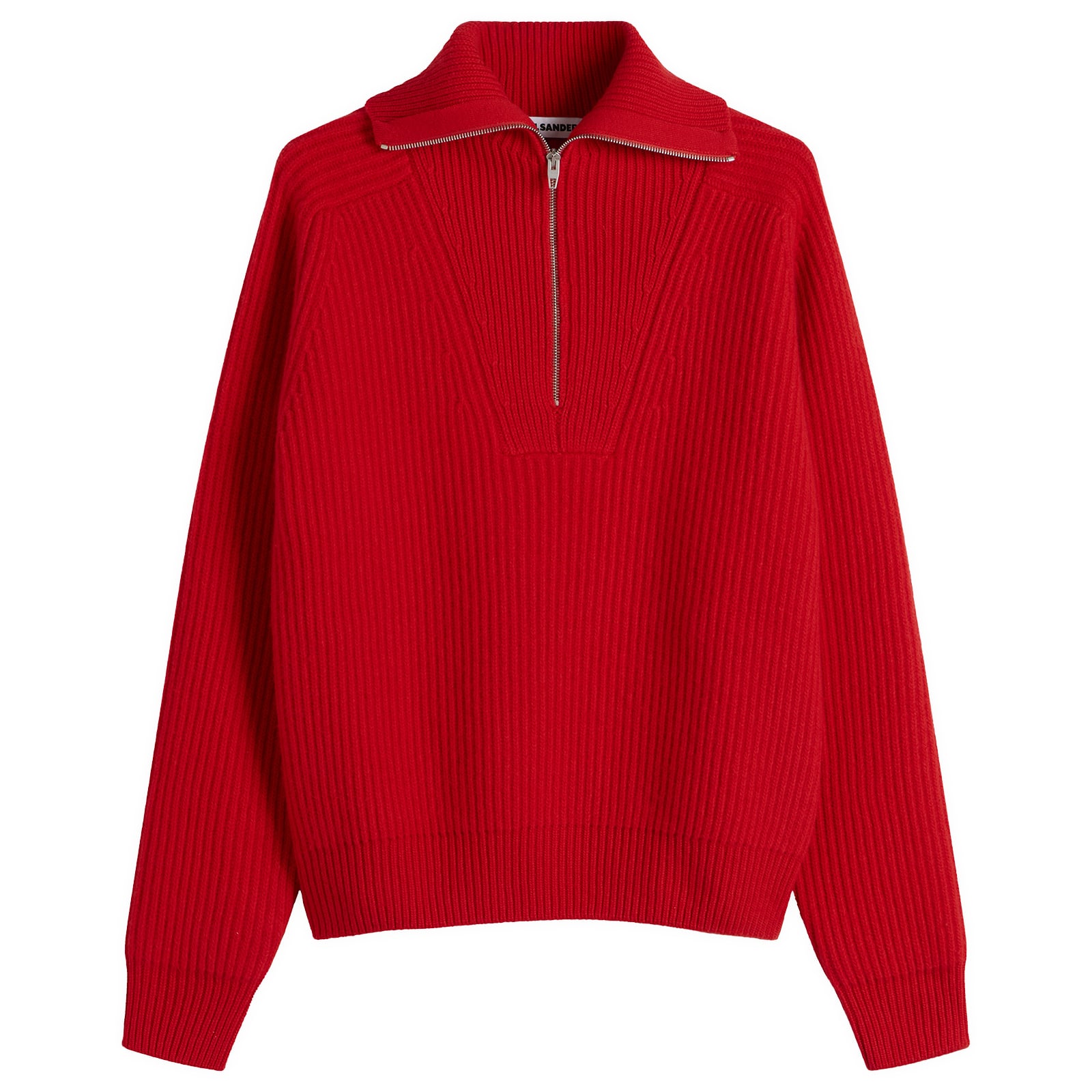 Jil Sander Men's Wool Fisherman High Neck Jumper in Poppy, Size IT 46