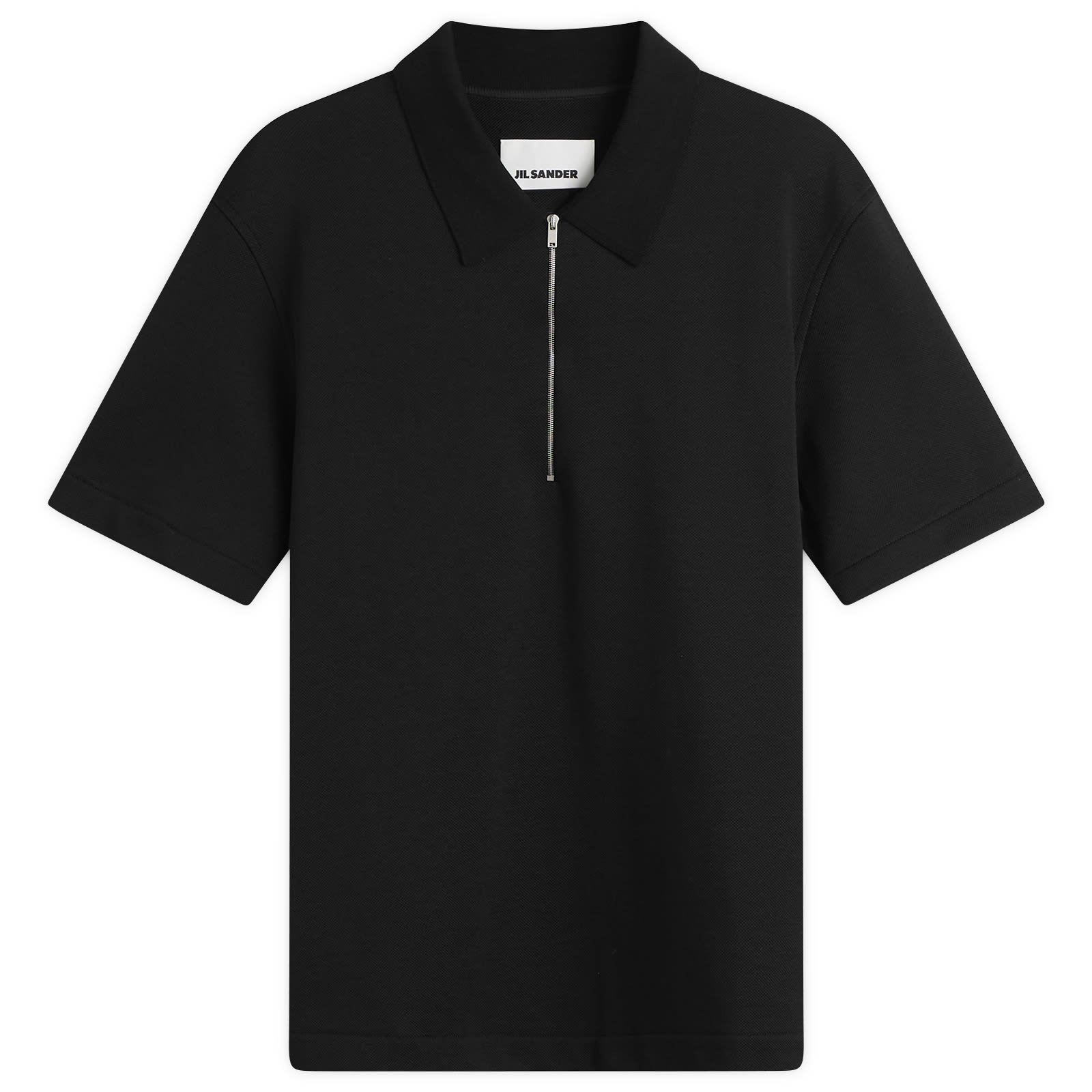 Jil Sander Men's Zip Short Sleeve Polo in Black, Size IT 46