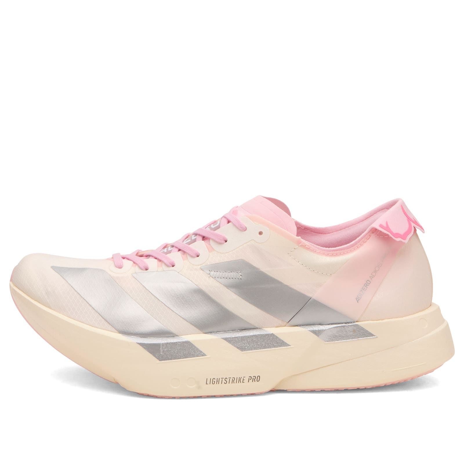 Adidas Women's Adizero Adios Pro 4 W Sneaker in Core White/Silver Met./Clear Pink - JQ4446