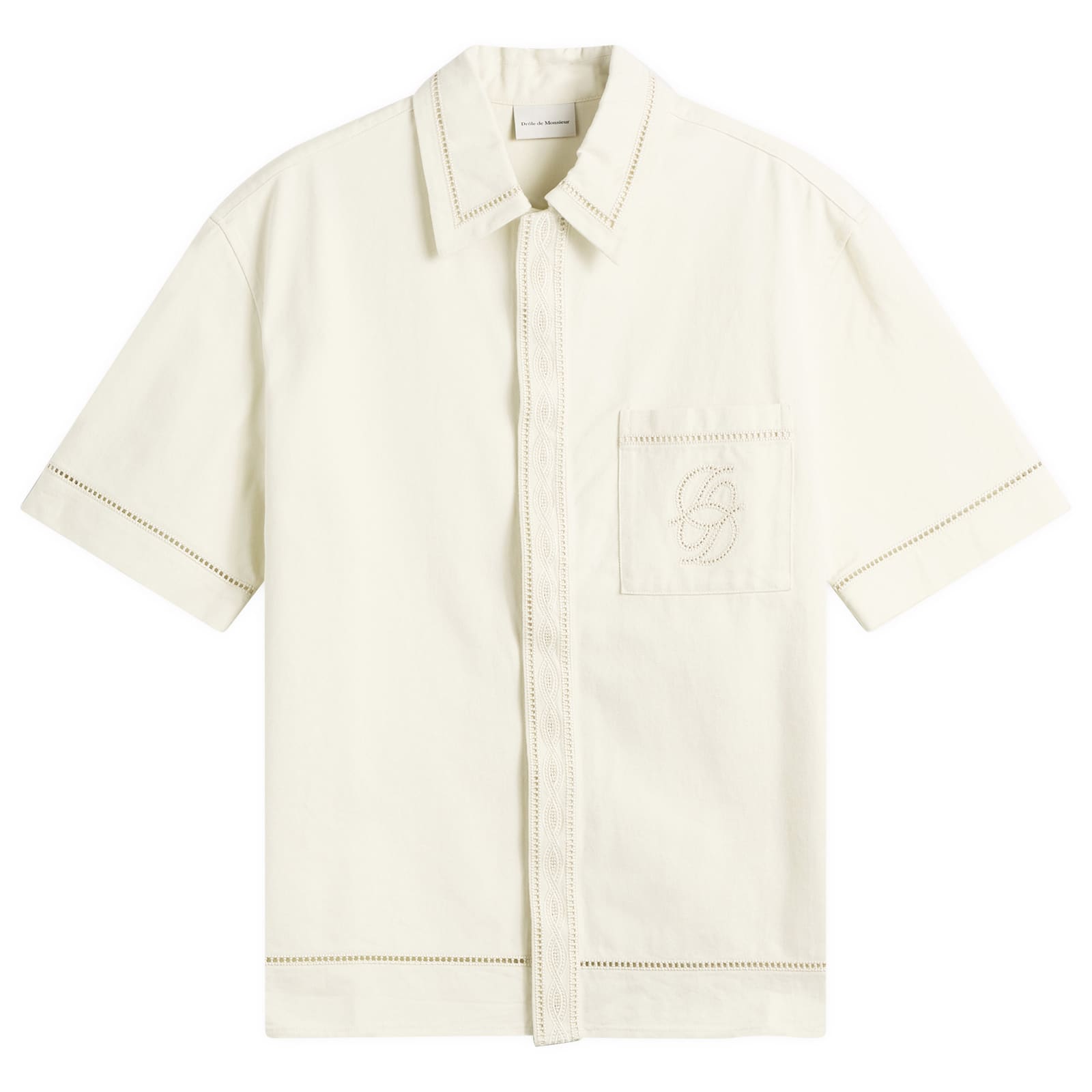 Drôle de Monsieur Men’s Cotton Embroidered Shirt Off White