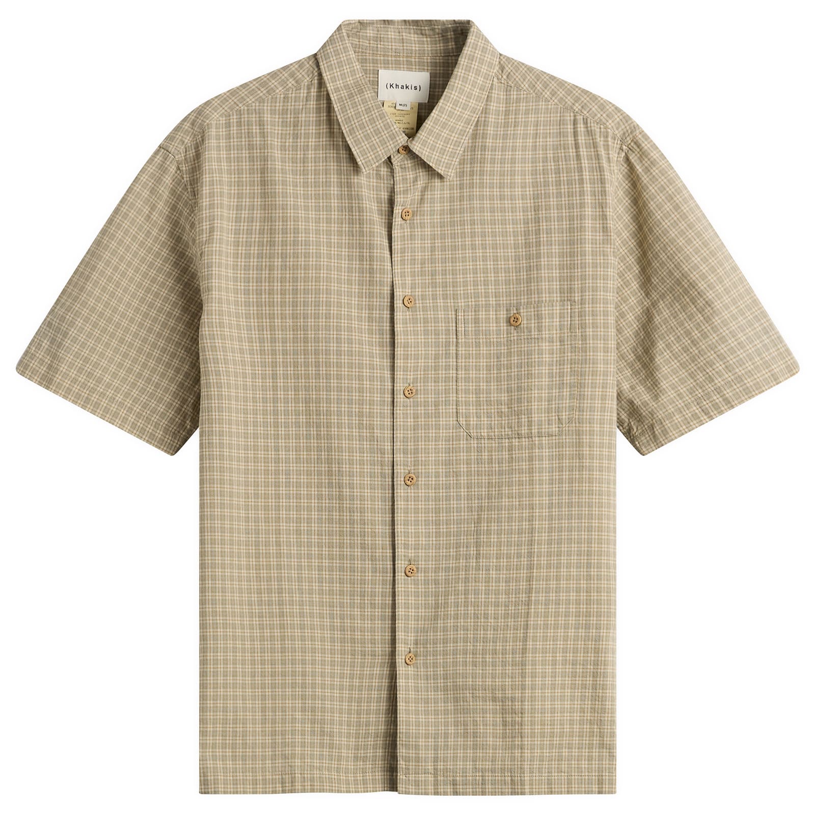 Khakis — Khakis Men's Border Check Shirt in Sage, Size Medium
