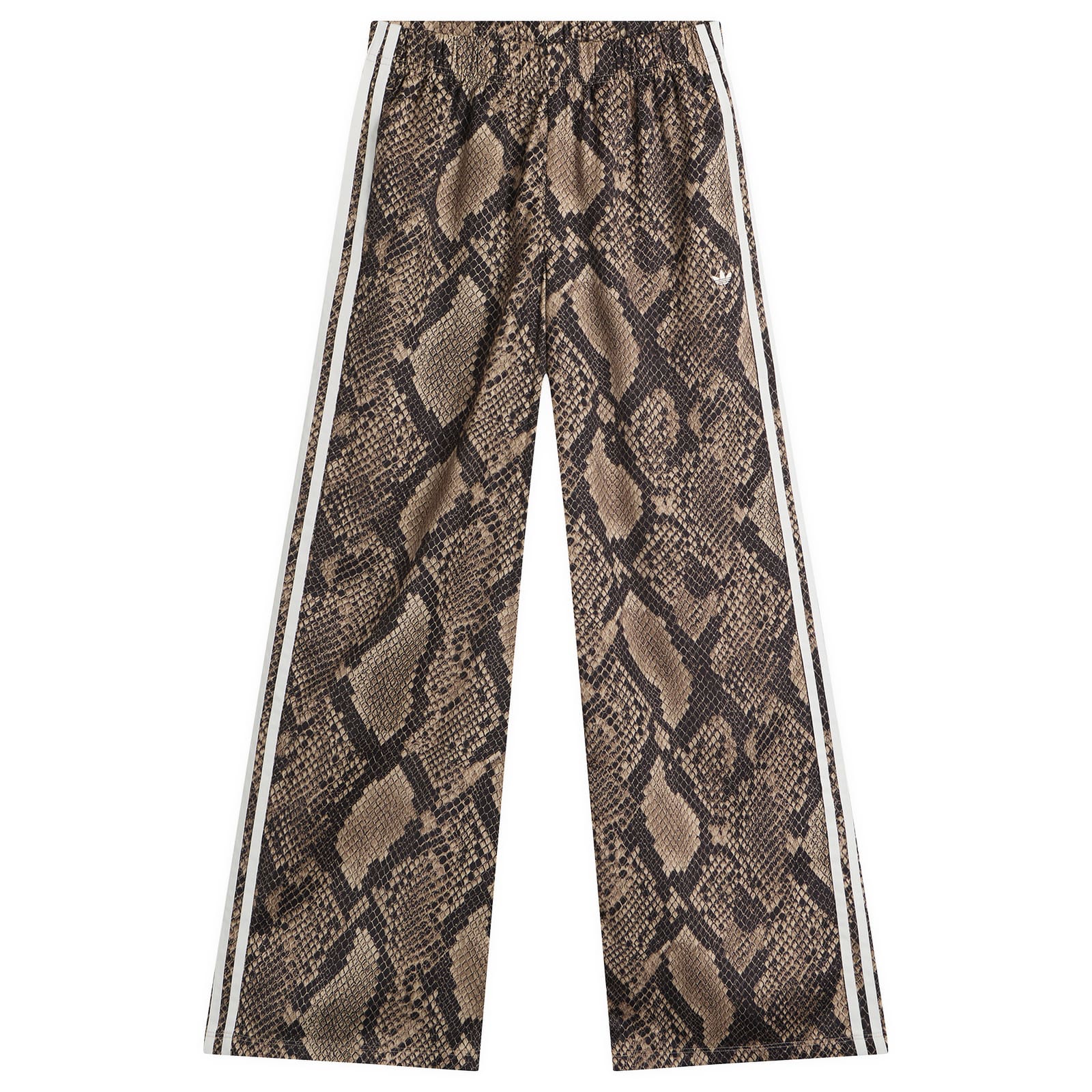 Adidas Women's Satin Wide Leg Track Pant in Linen/Magic Beige, Size X-Small