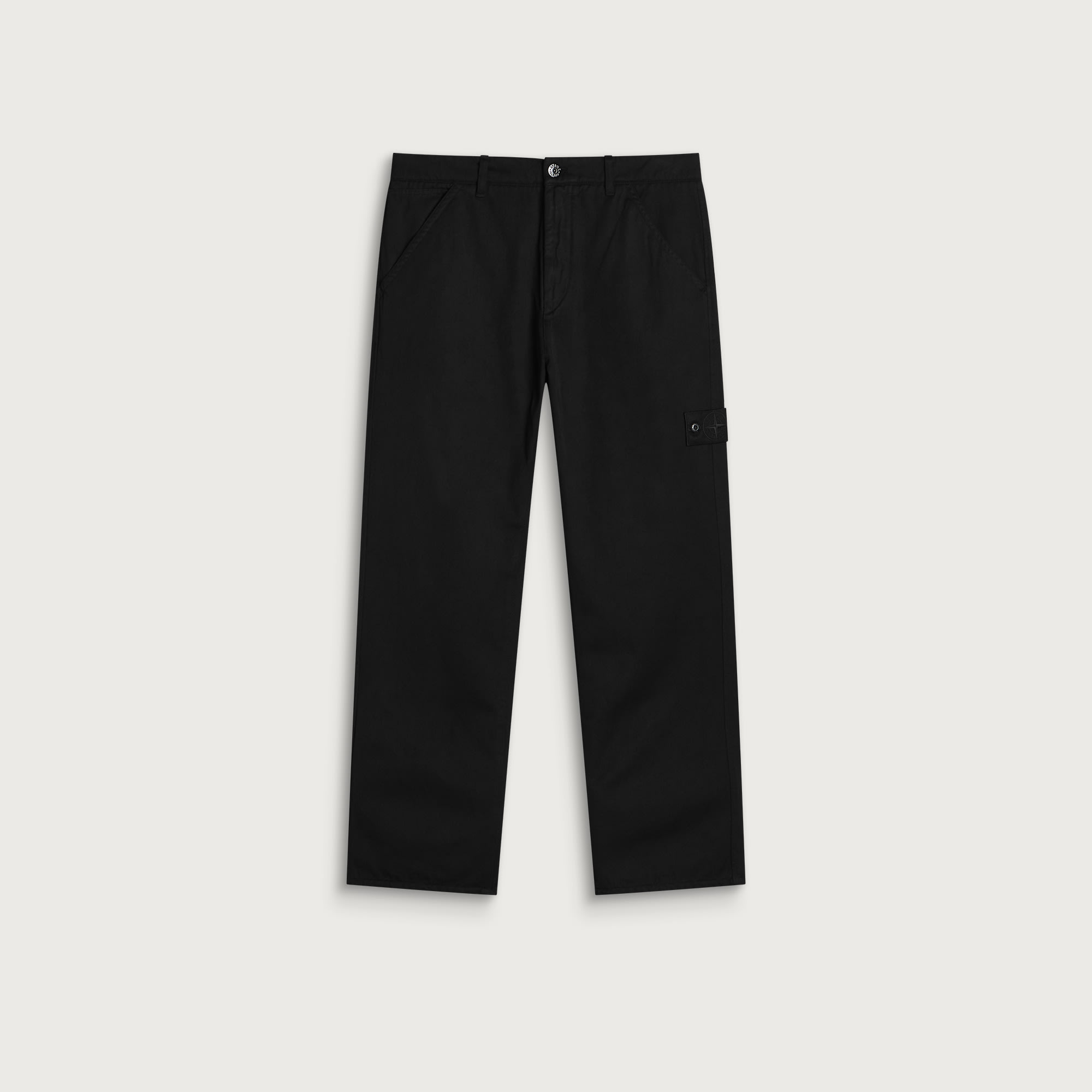 Stone Island Men's Ghost Raw Hand Wool Cotton Gabardine-TC Trouser Black