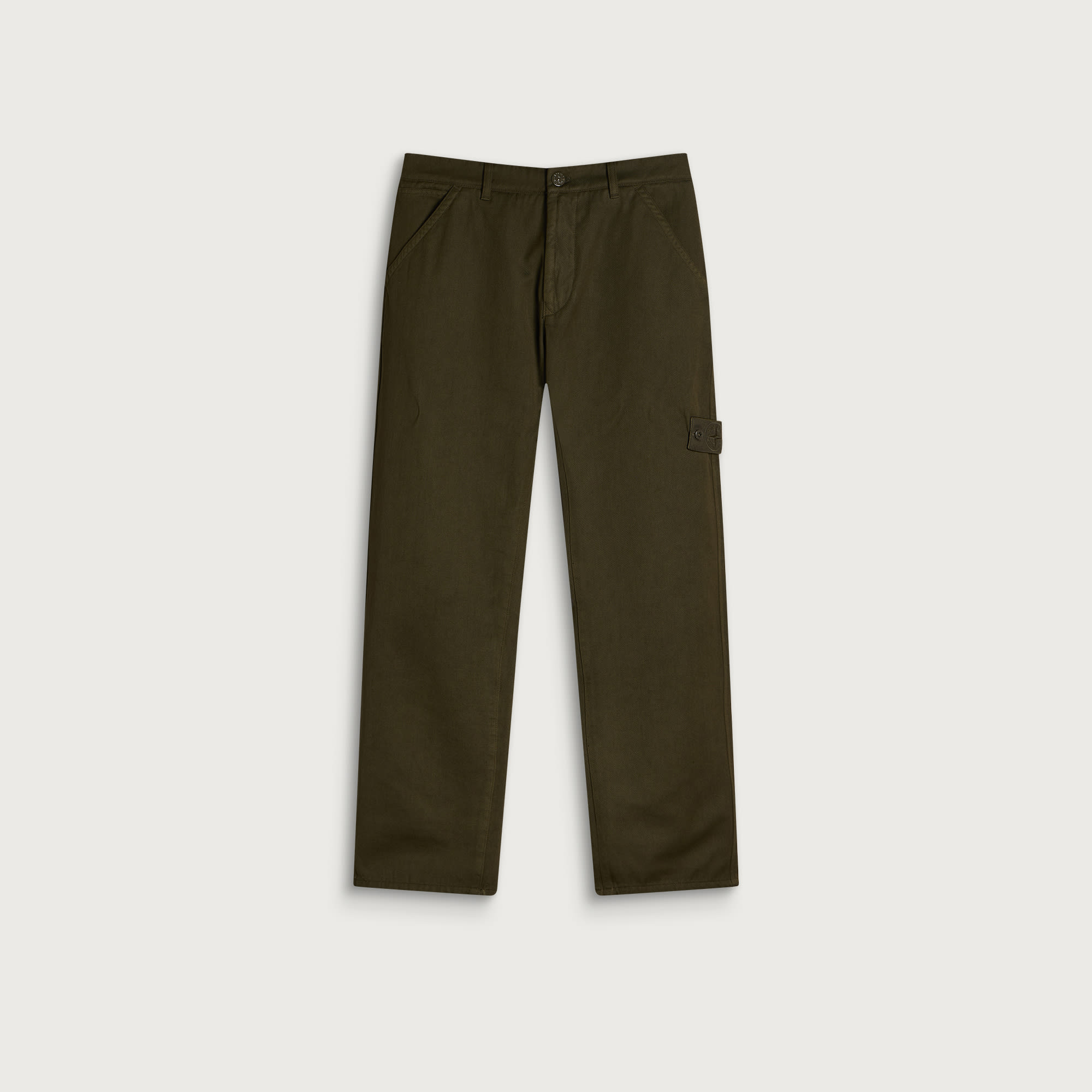 Stone Island Men's Ghost Raw Hand Wool Cotton Gabardine-TC Trouser Military Green