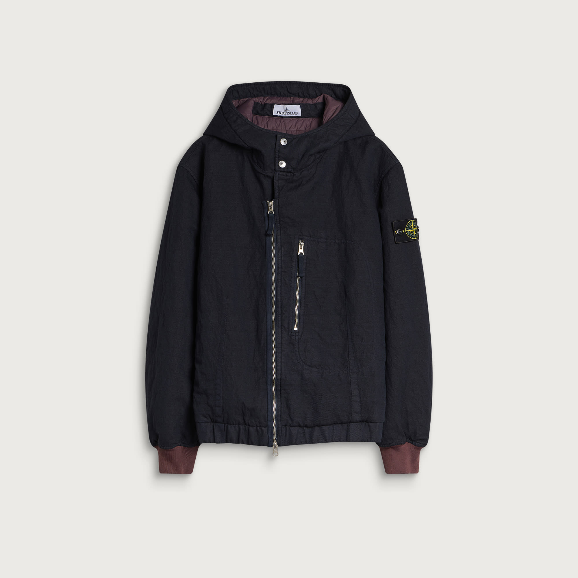 Stone Island Men's Diagonal Cotton Wool-TC Garment Dyed Jacket Blue