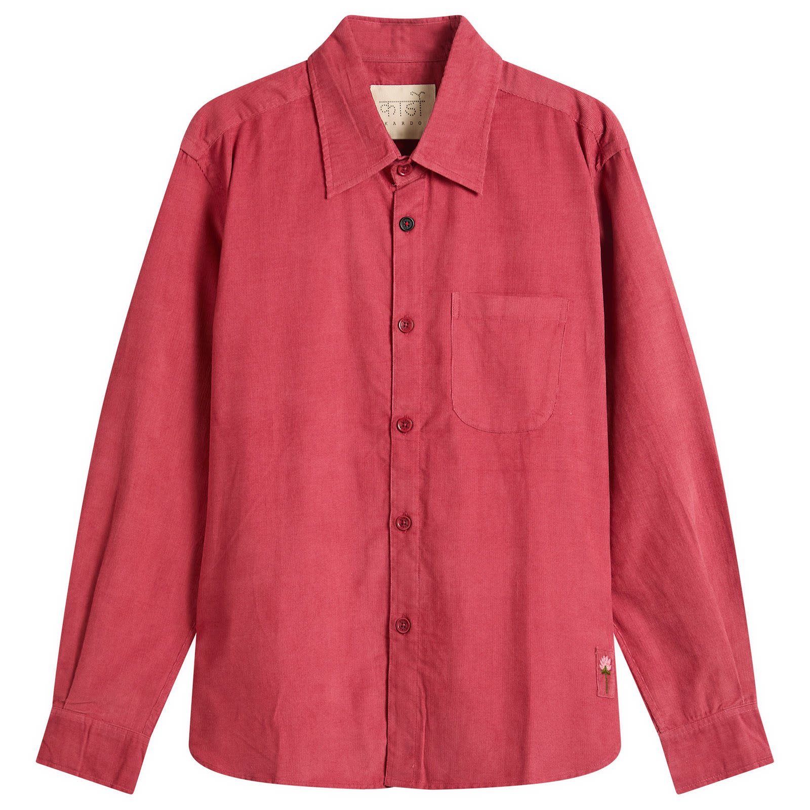 Kardo — Men's Luis Cord Shirt in Living Coral, Size Small