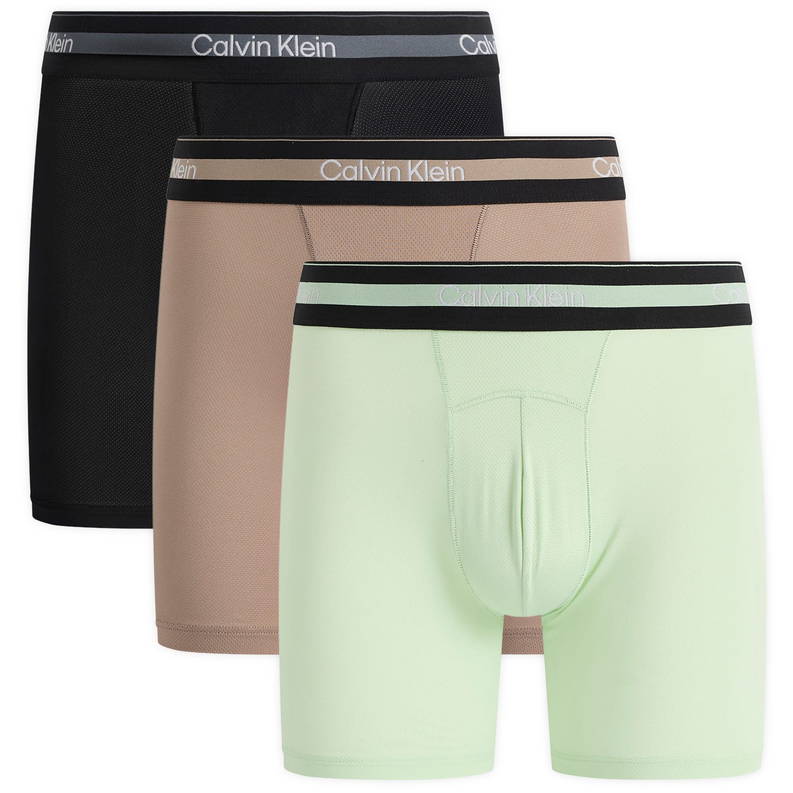 Calvin Klein Men’s Icon Sport Boxer Brief – 3 Pack Black/Fungi/Seafoam Wave