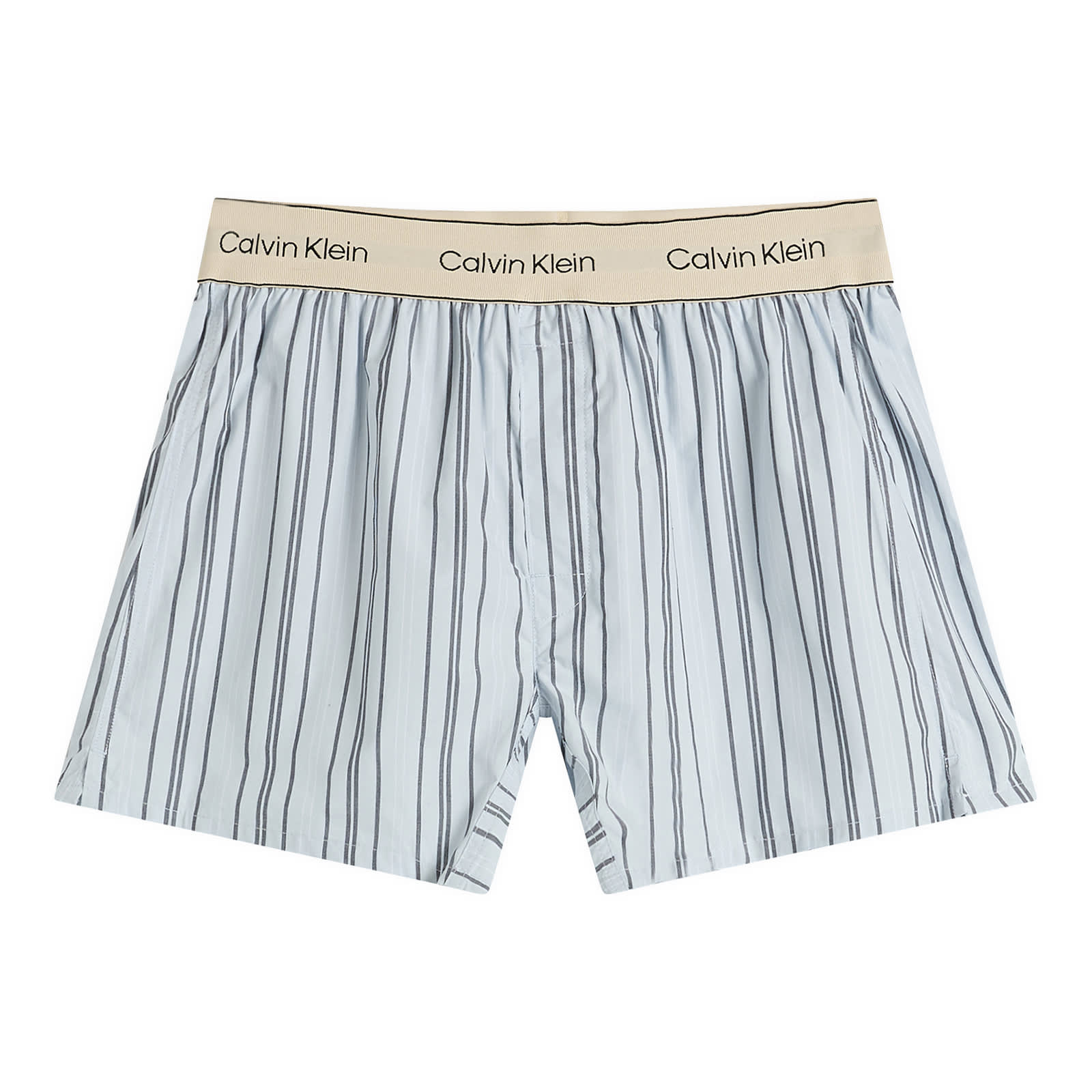 Calvin Klein Men’s Heritage Cotton Poplin Sleep Short Majorca Stripe Breezy Blue
