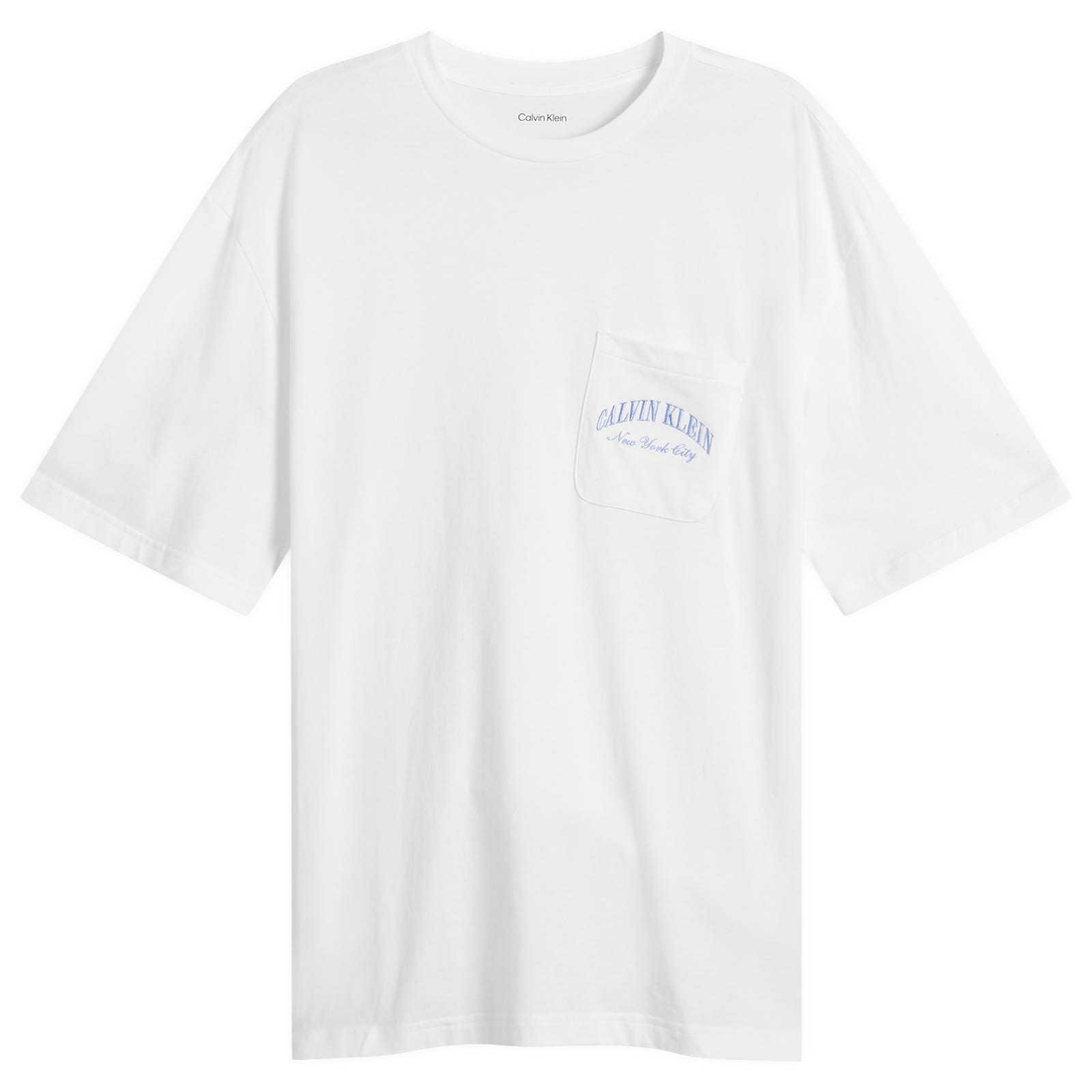 Calvin Klein Men’s Heritage Crest Cotton Poplin Pyjama Short Set White/Slim Stripe Blue Descent