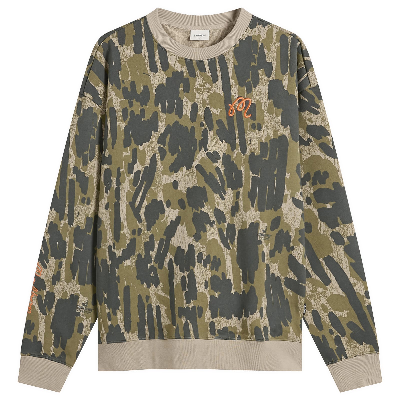Malbon Men’s Range Tour Divot Camo Sweatshirt Bark Camo