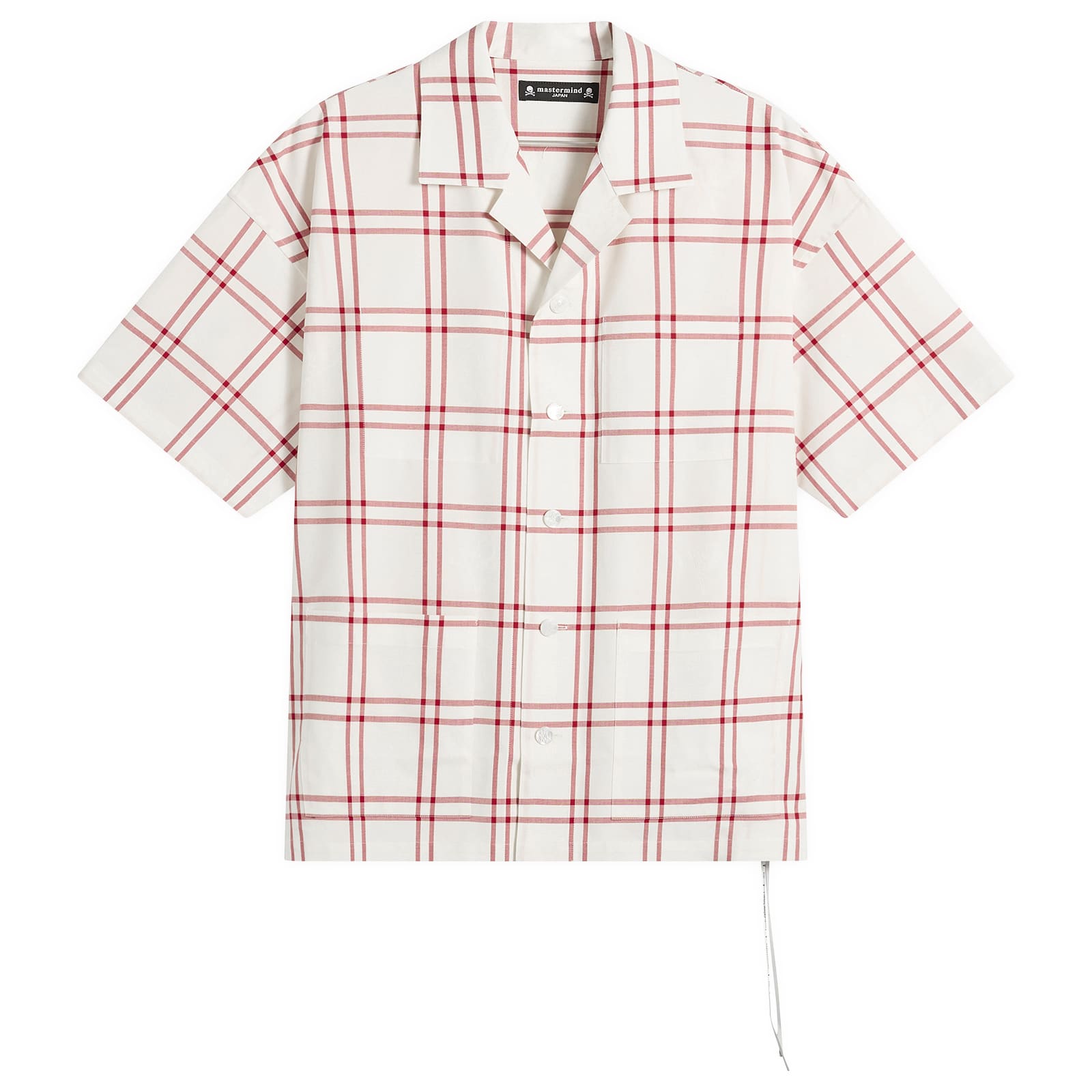 MASTERMIND WORLD Men’s Plaid Short Sleeve Shirt White Red