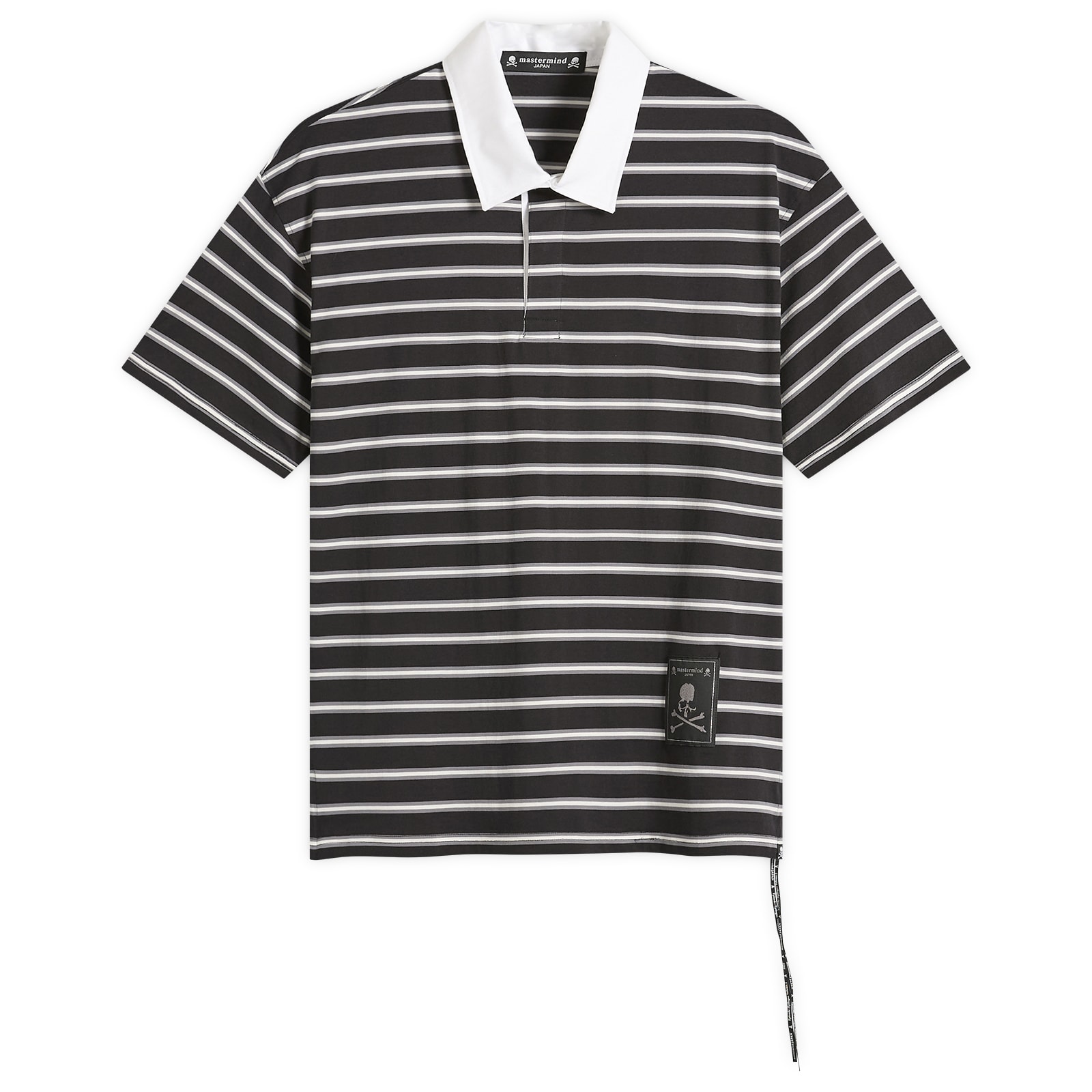 MASTERMIND WORLD Men’s Fine Gauge Stripe Ss Rugby Shirt Black