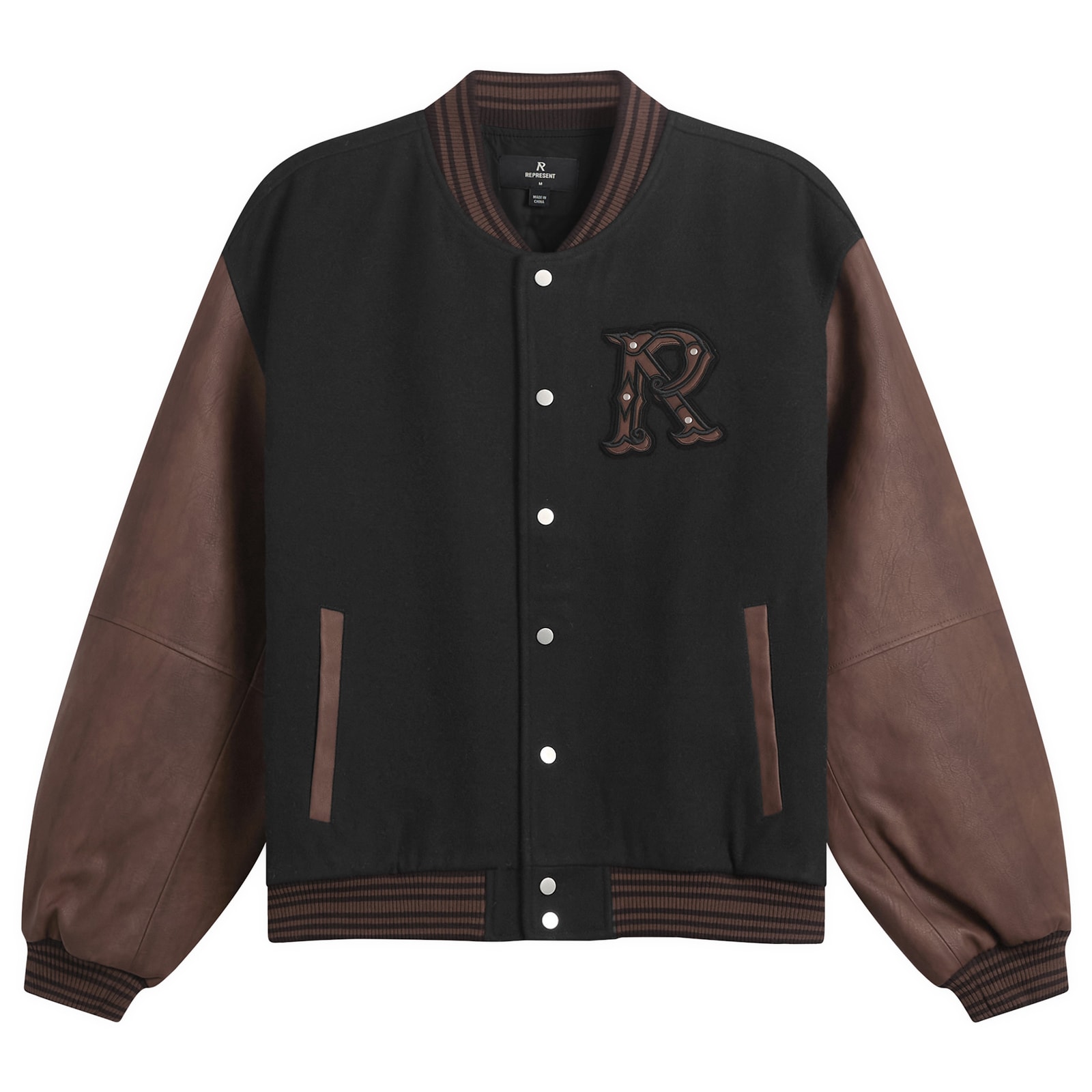 Represent Men’s Vintage Varsity Jacket Jet Black