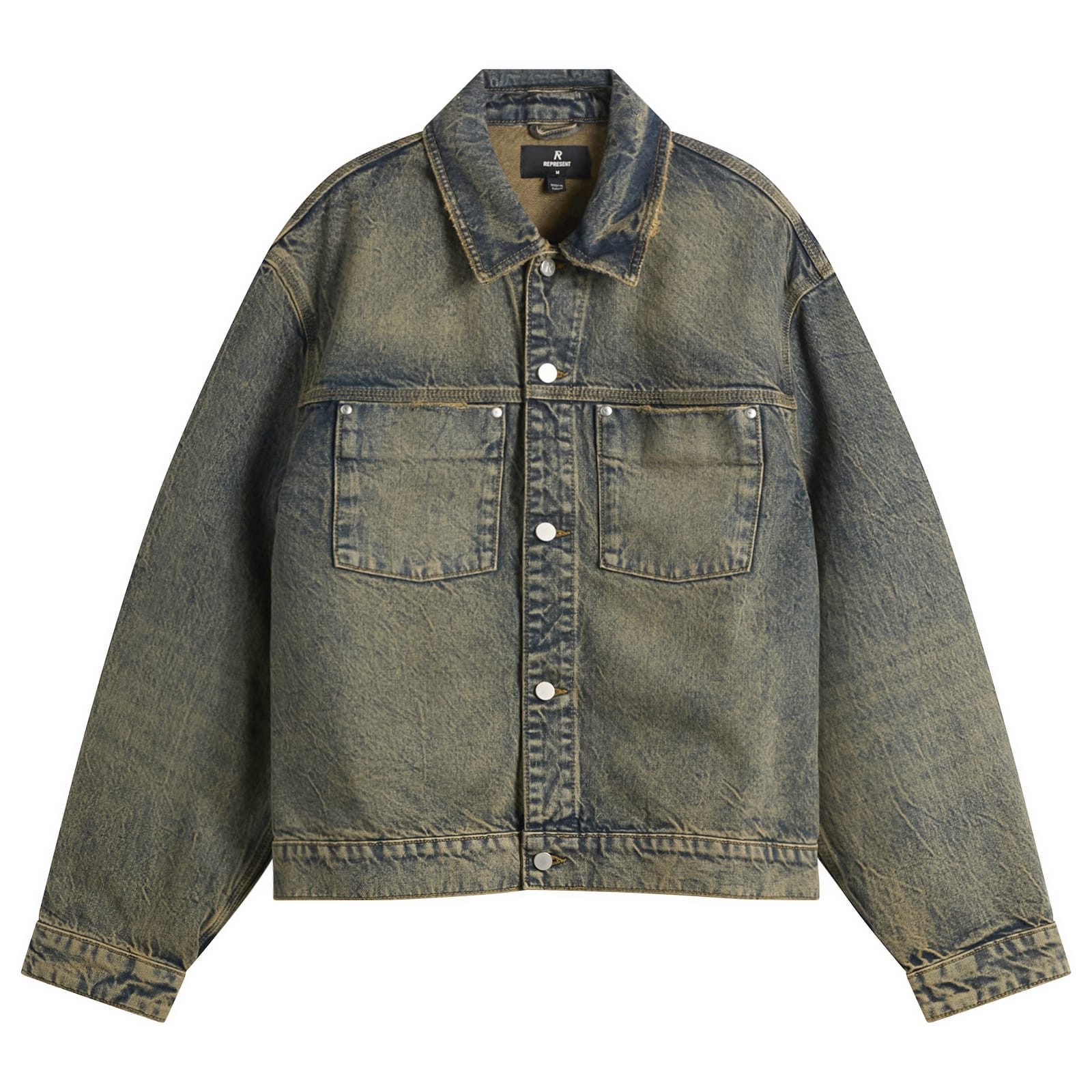 Represent Men’s Denim Trucker Jacket Blue Cream