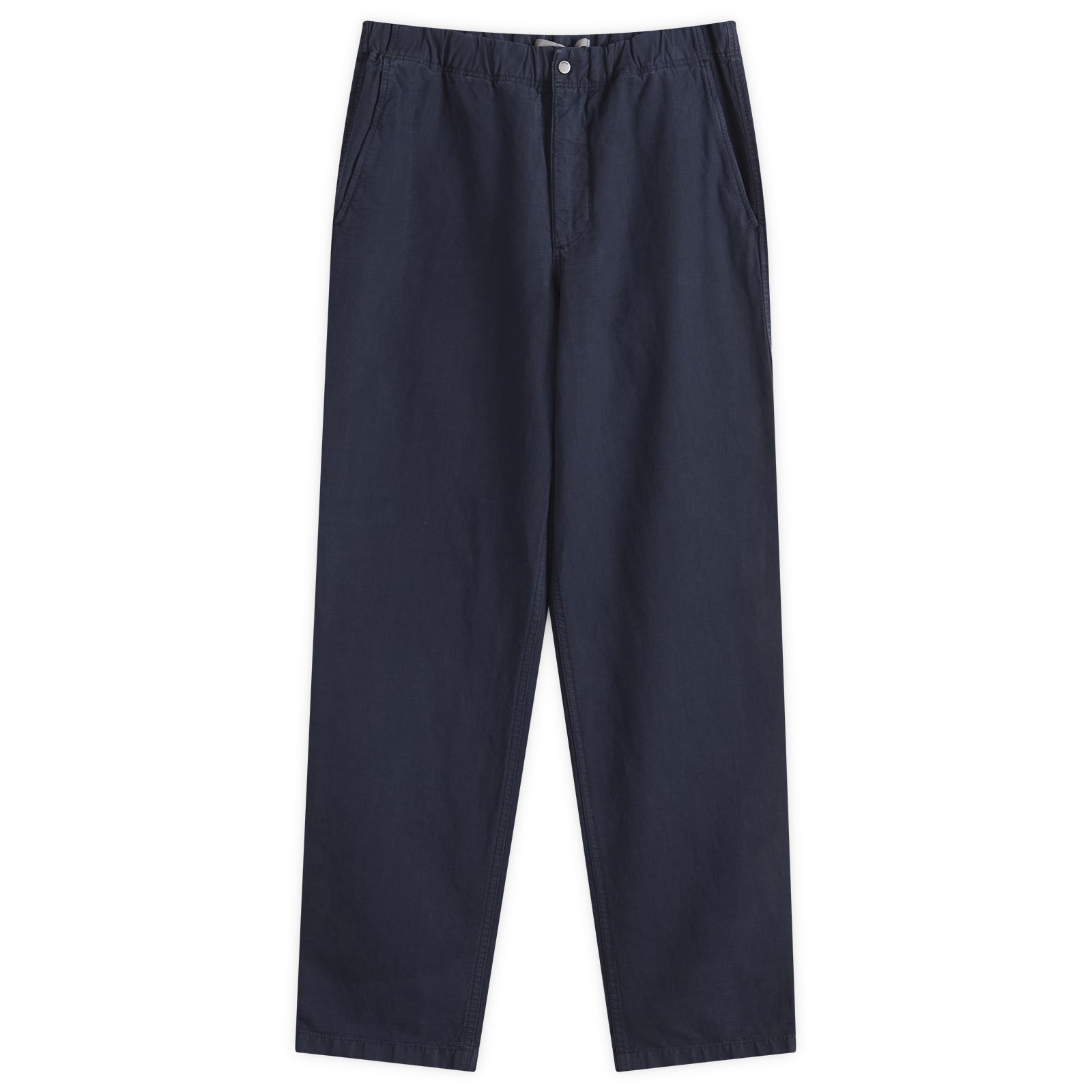 Norse Projects Men’s Ezra Relaxed Cotton Linen Trousers Dark Navy